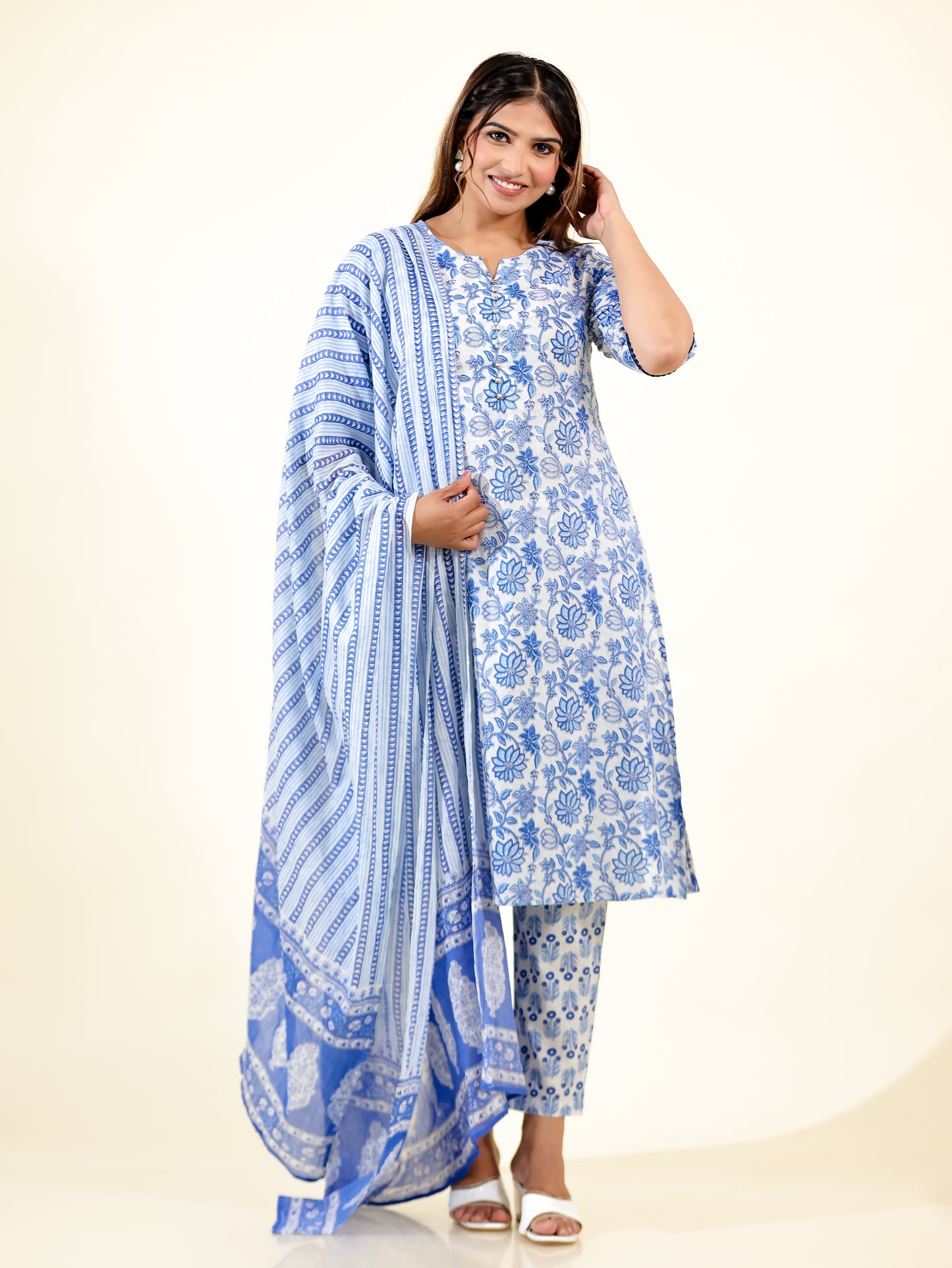 Soft Cotton Floral Kurta