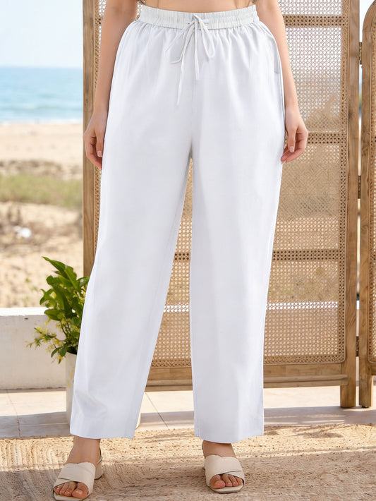 Soft cotton Solid Off White Palazzo