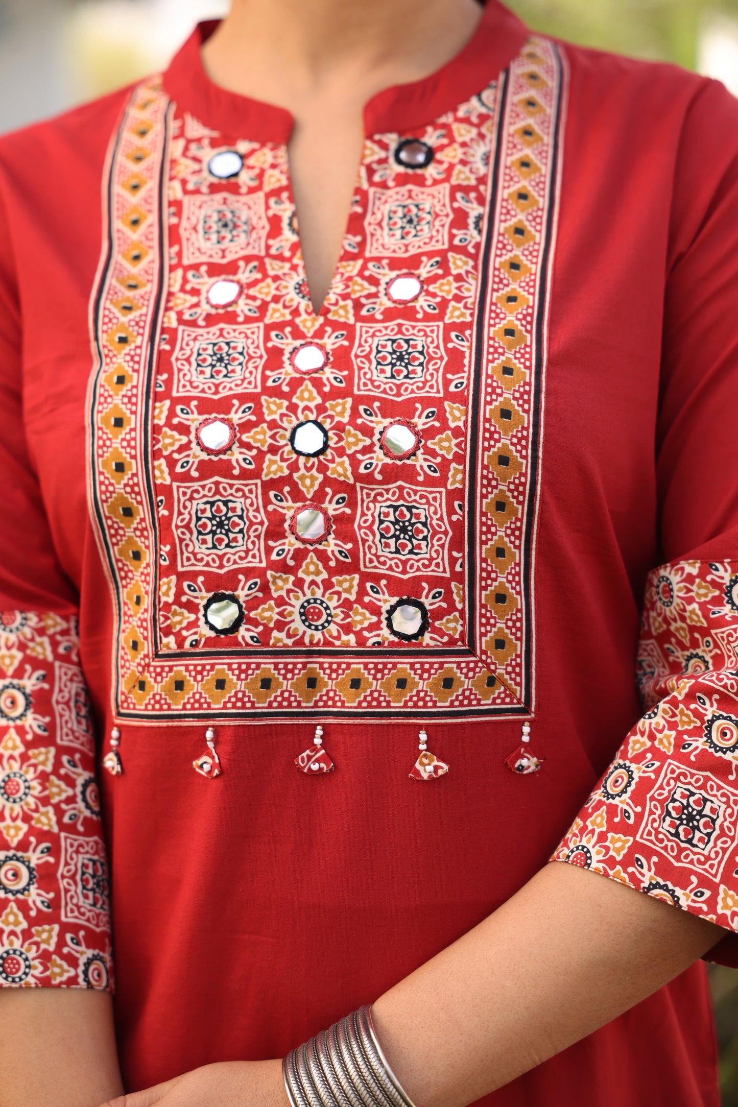 Embroidered Soft cotton Solid Straight Rust Kurta