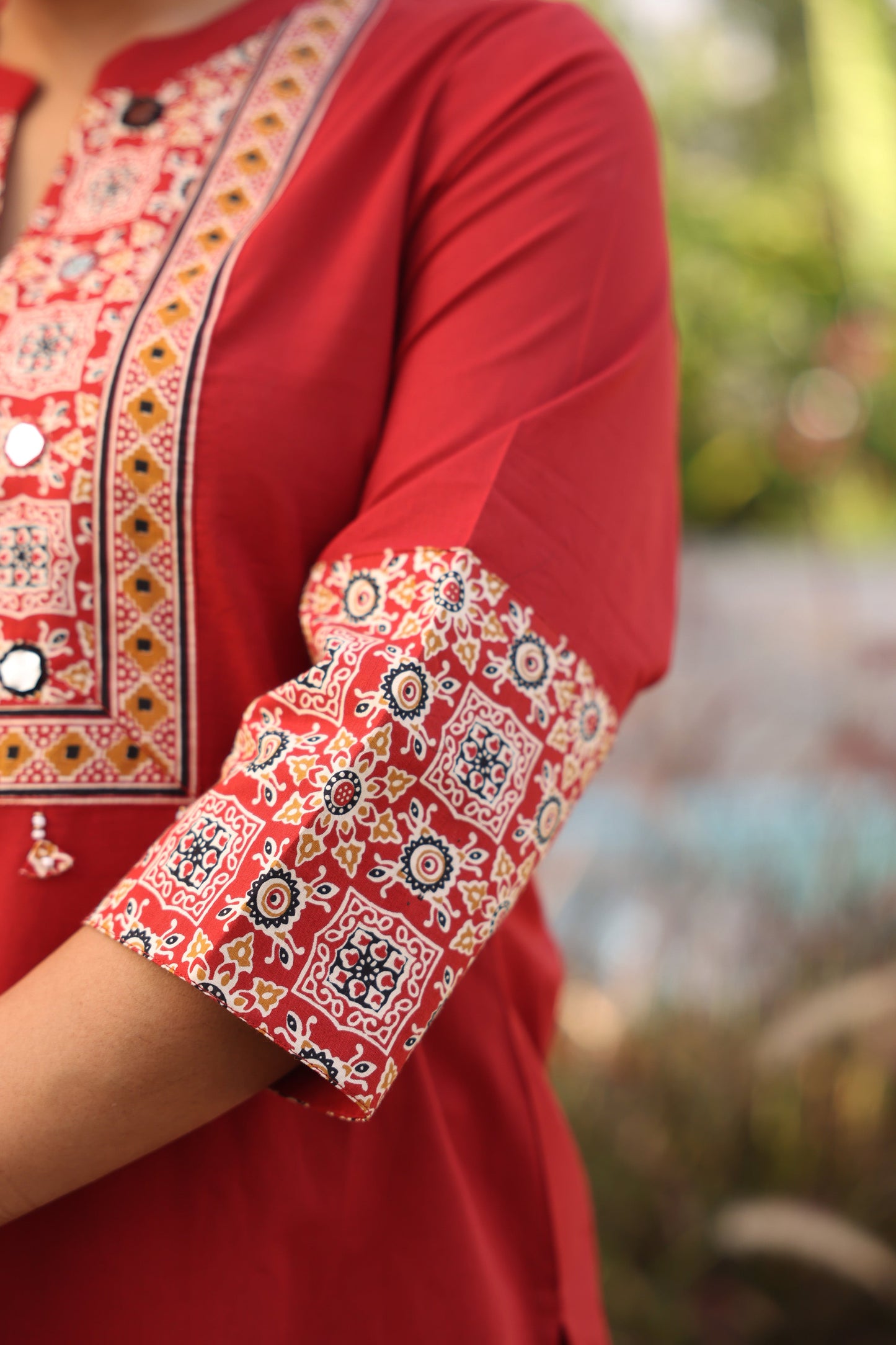 Embroidered Soft cotton Solid Straight Rust Kurta