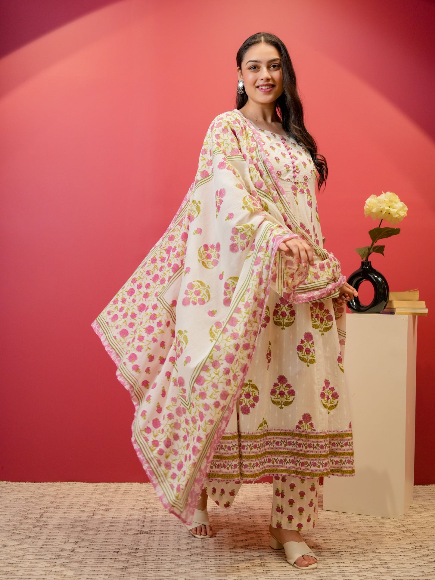 Cotton Voile Butta Dupatta White Dupatta