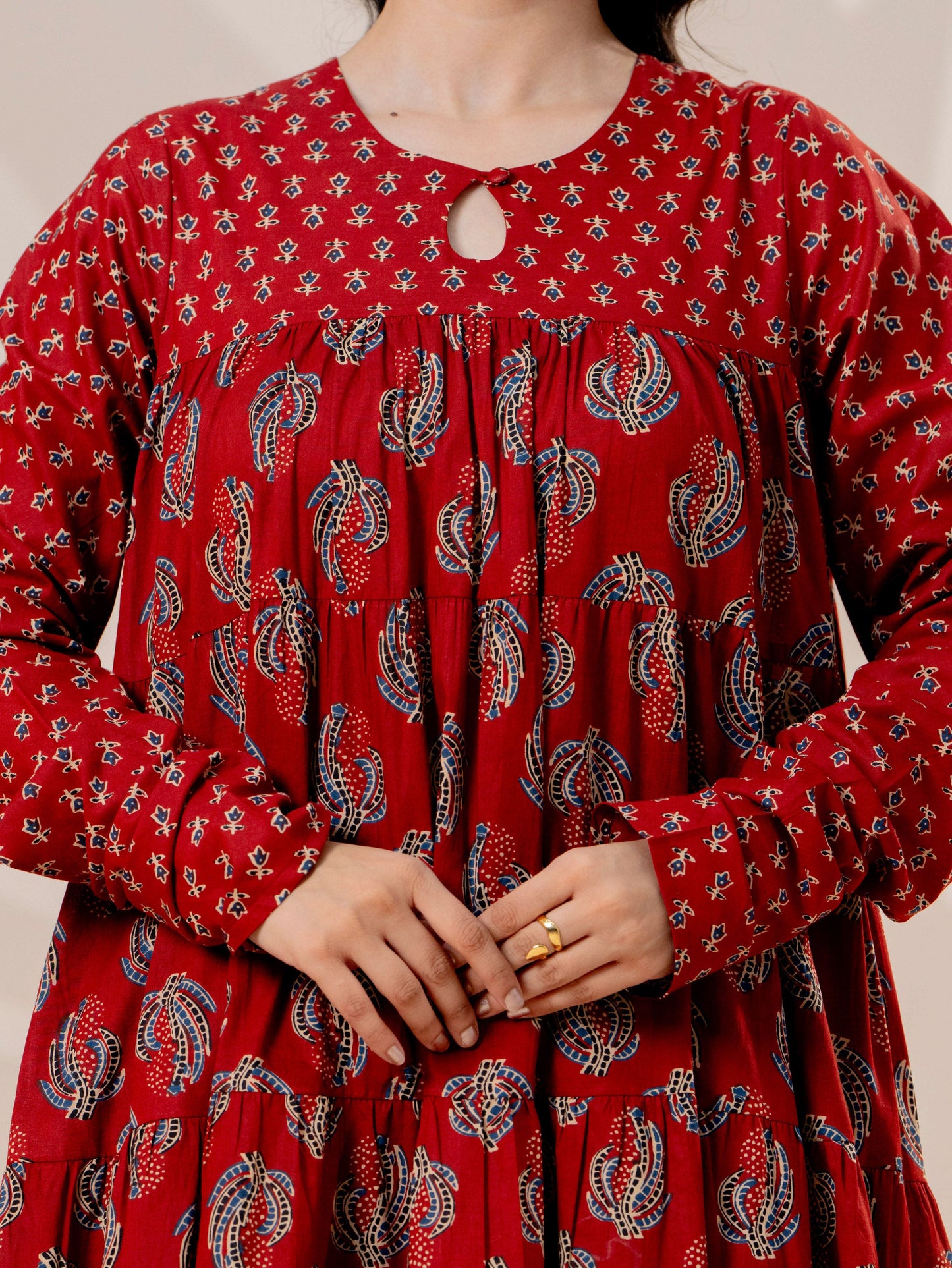 Soft cotton Floral Anarkali Rust Kurta