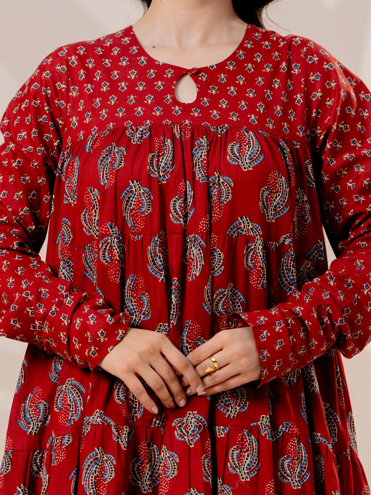 Soft cotton Floral Anarkali Rust Kurta
