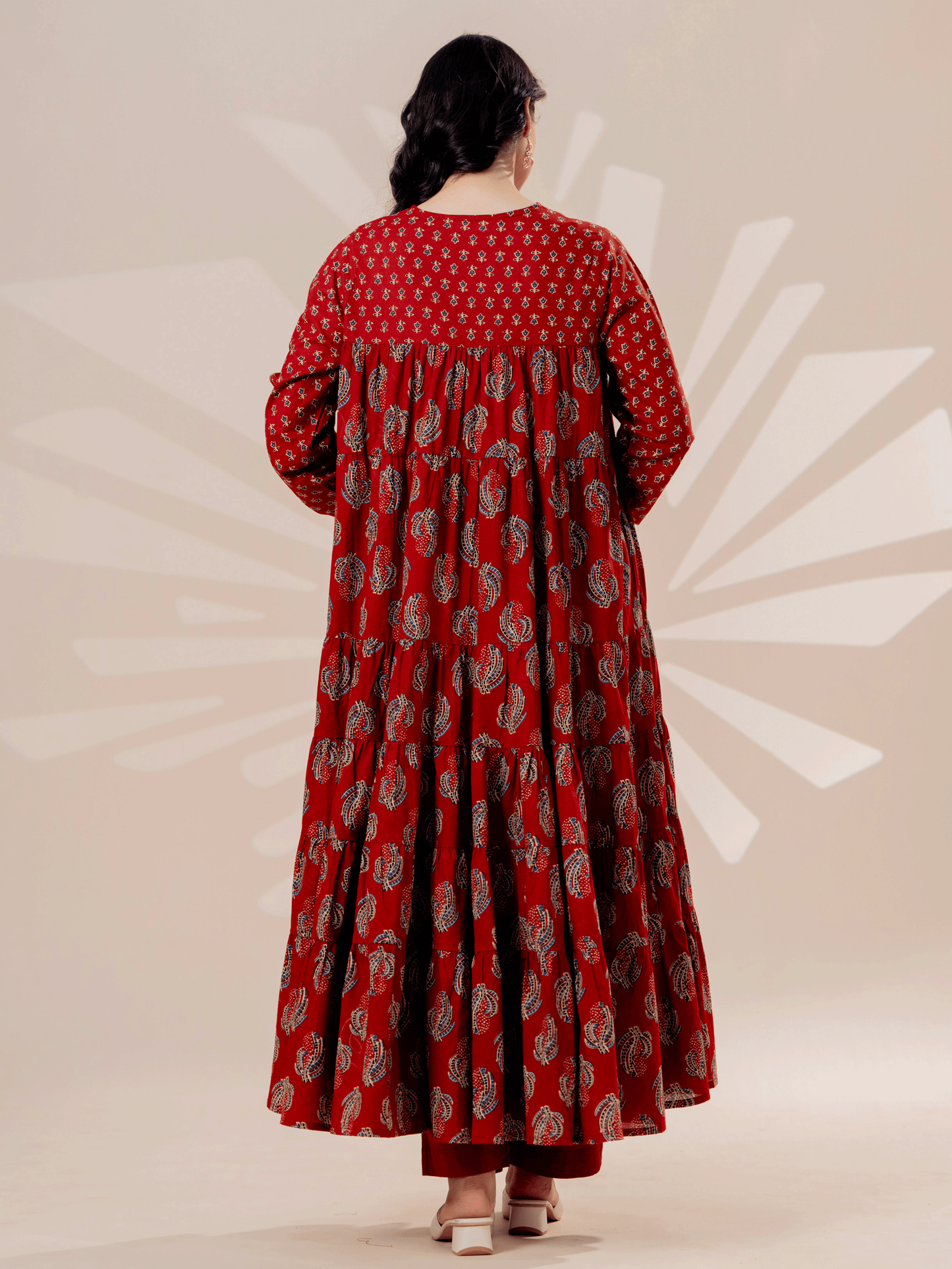 Soft cotton Floral Anarkali Rust Kurta
