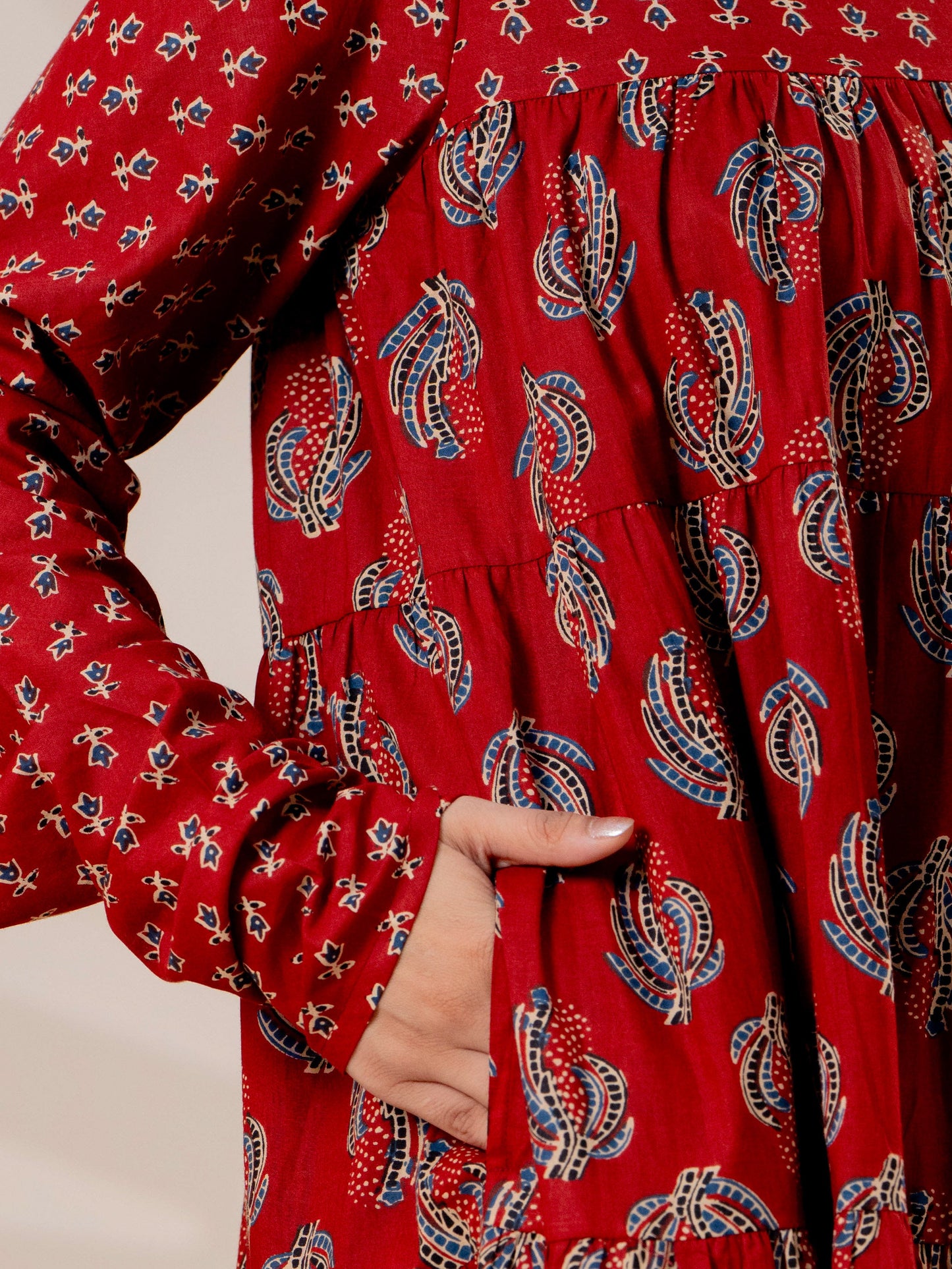 Soft cotton Floral Anarkali Rust Kurta