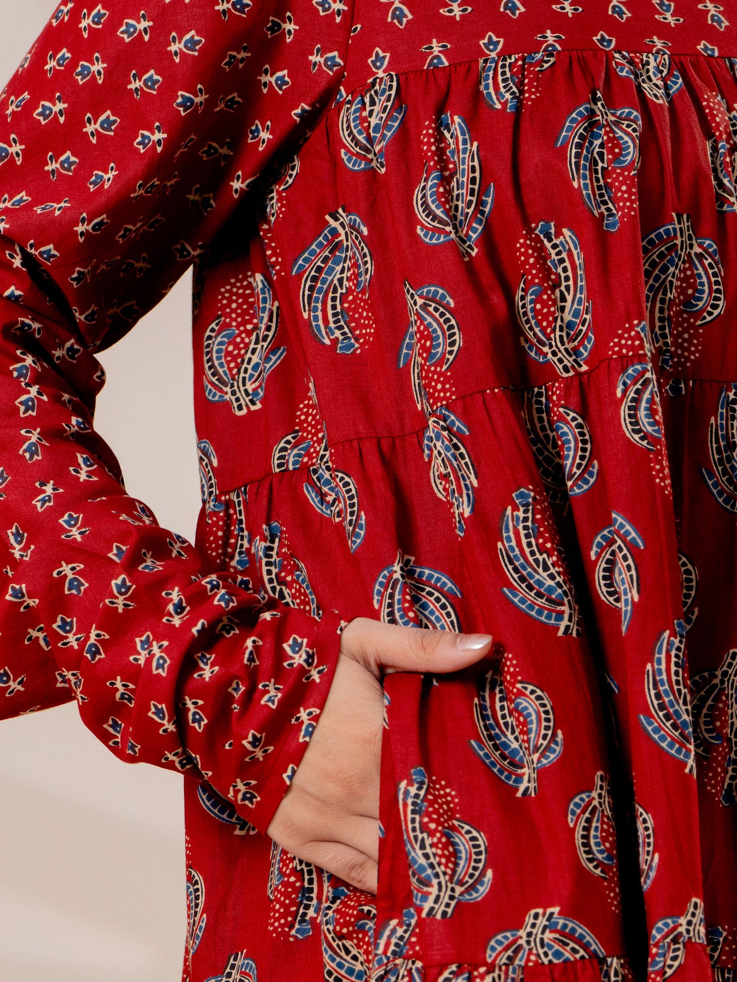 Soft cotton Floral Anarkali Rust Kurta