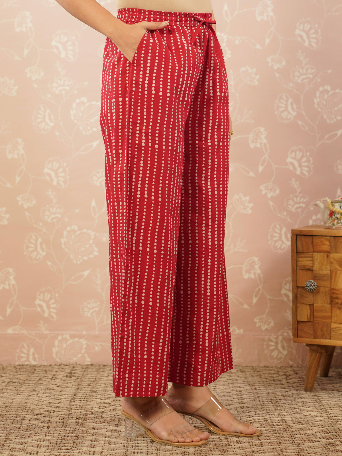 soft cotton floral red kurta