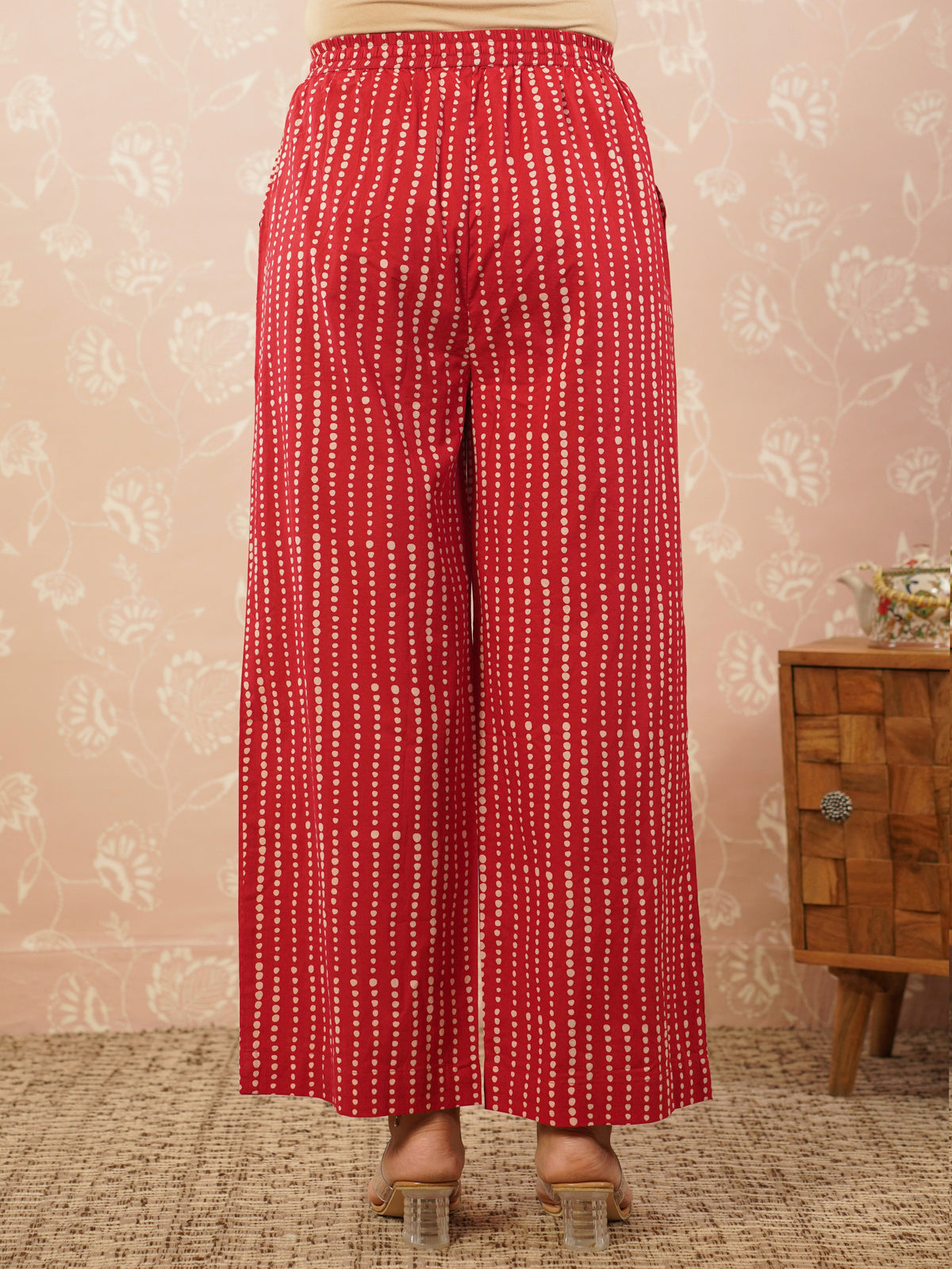 soft cotton floral red kurta