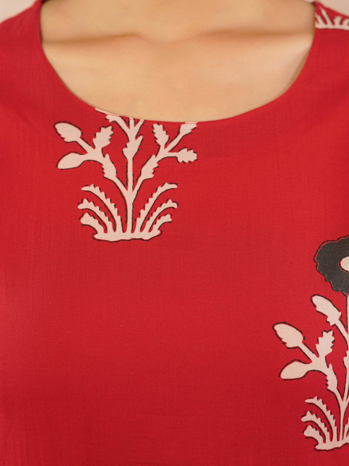 soft cotton floral red kurta