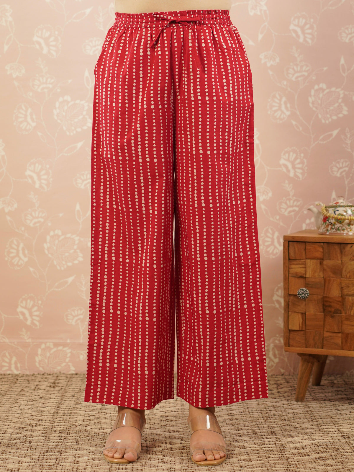 soft cotton floral red kurta