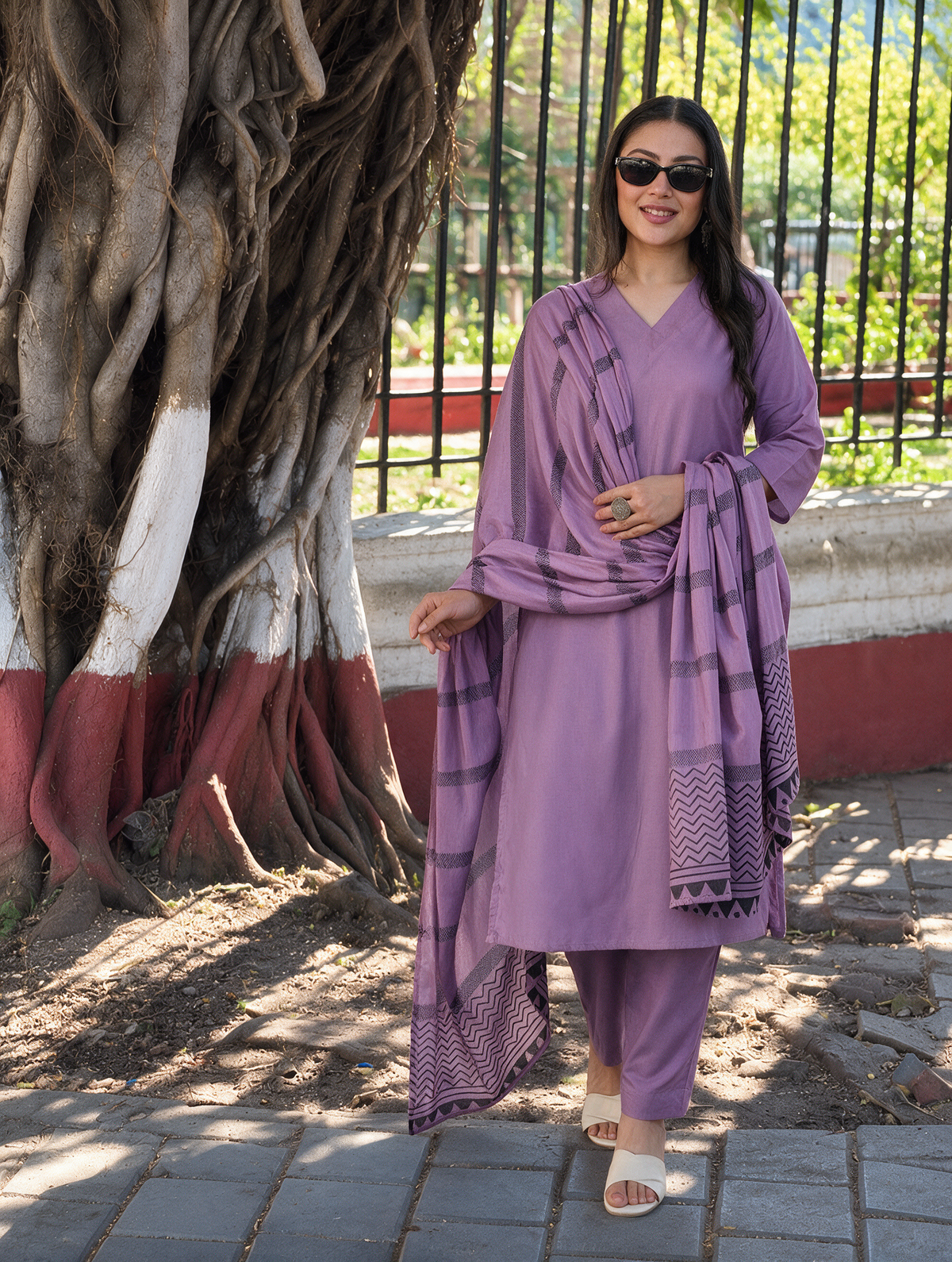 Soft Cotton Solid Straight Purple Kurta