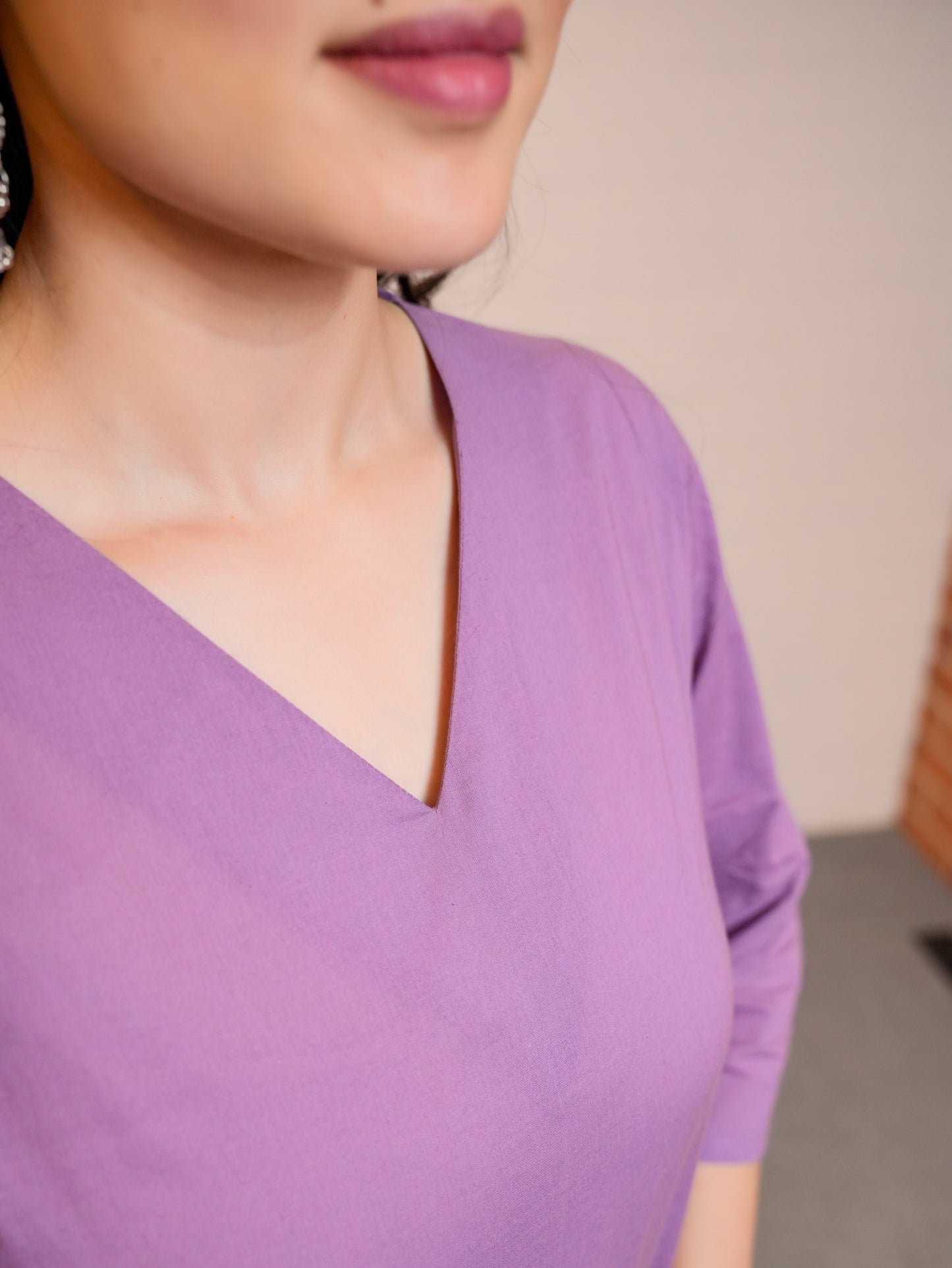 Soft Cotton Solid Straight Purple Kurta
