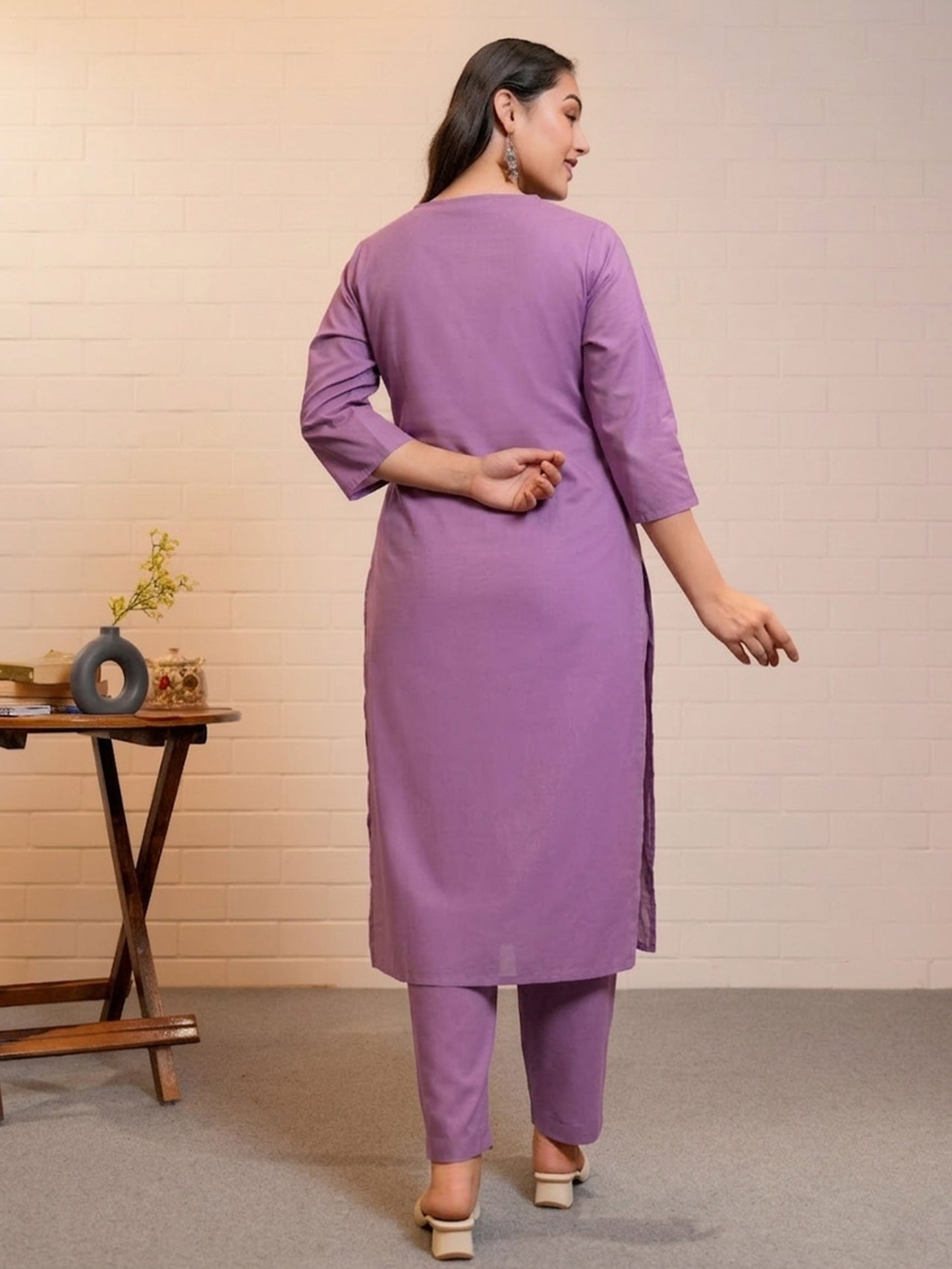 Soft Cotton Solid Straight Purple Kurta