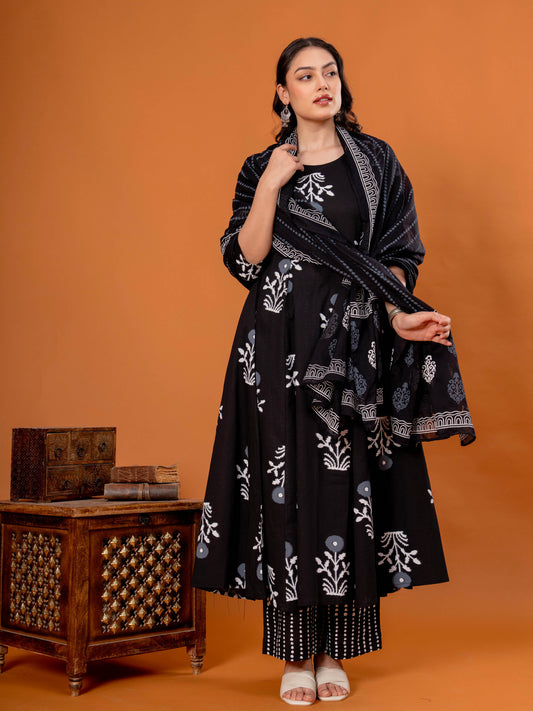 Cotton Voile Striped Black Dupatta
