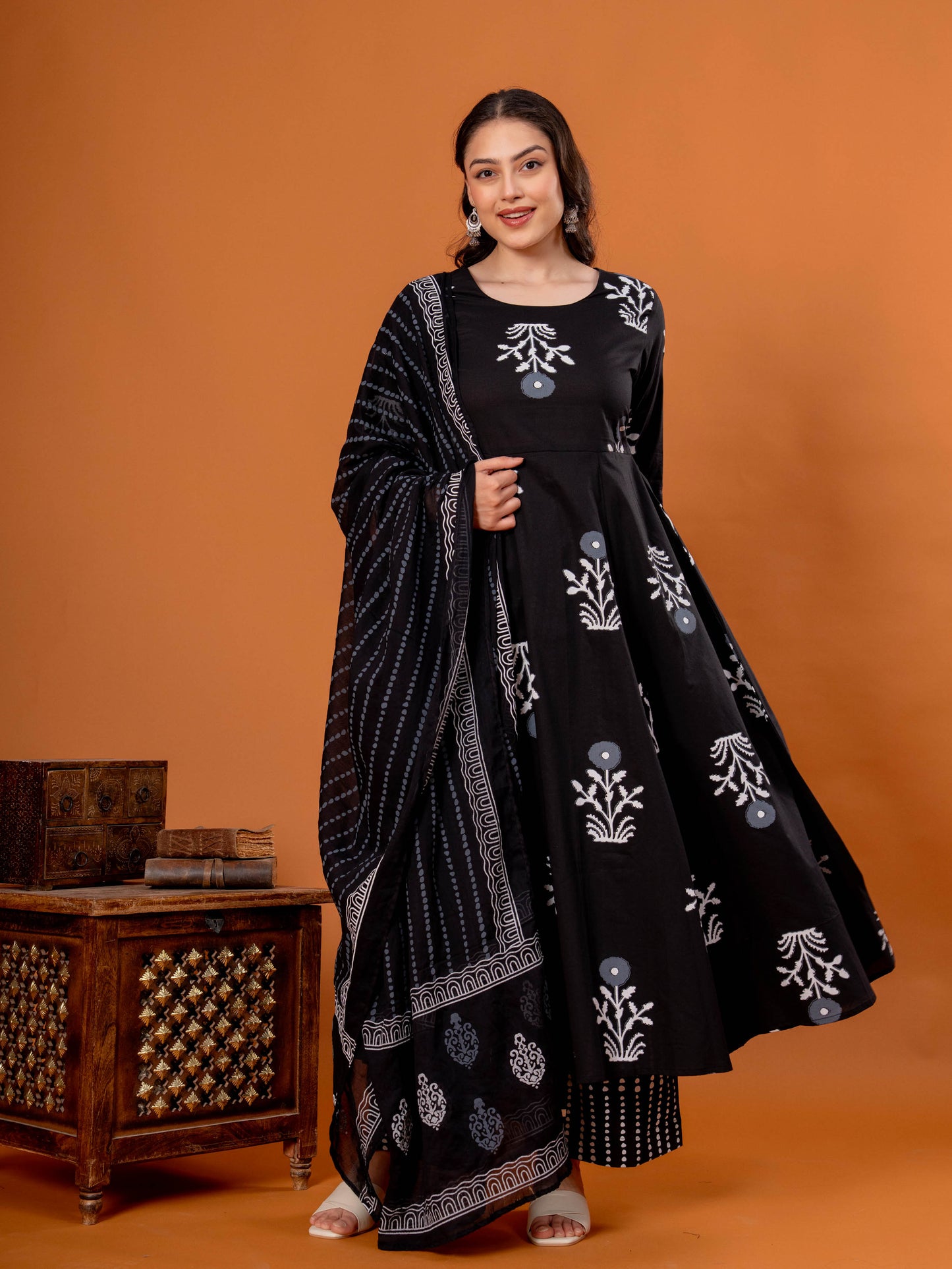 Cotton Voile Striped Black Dupatta