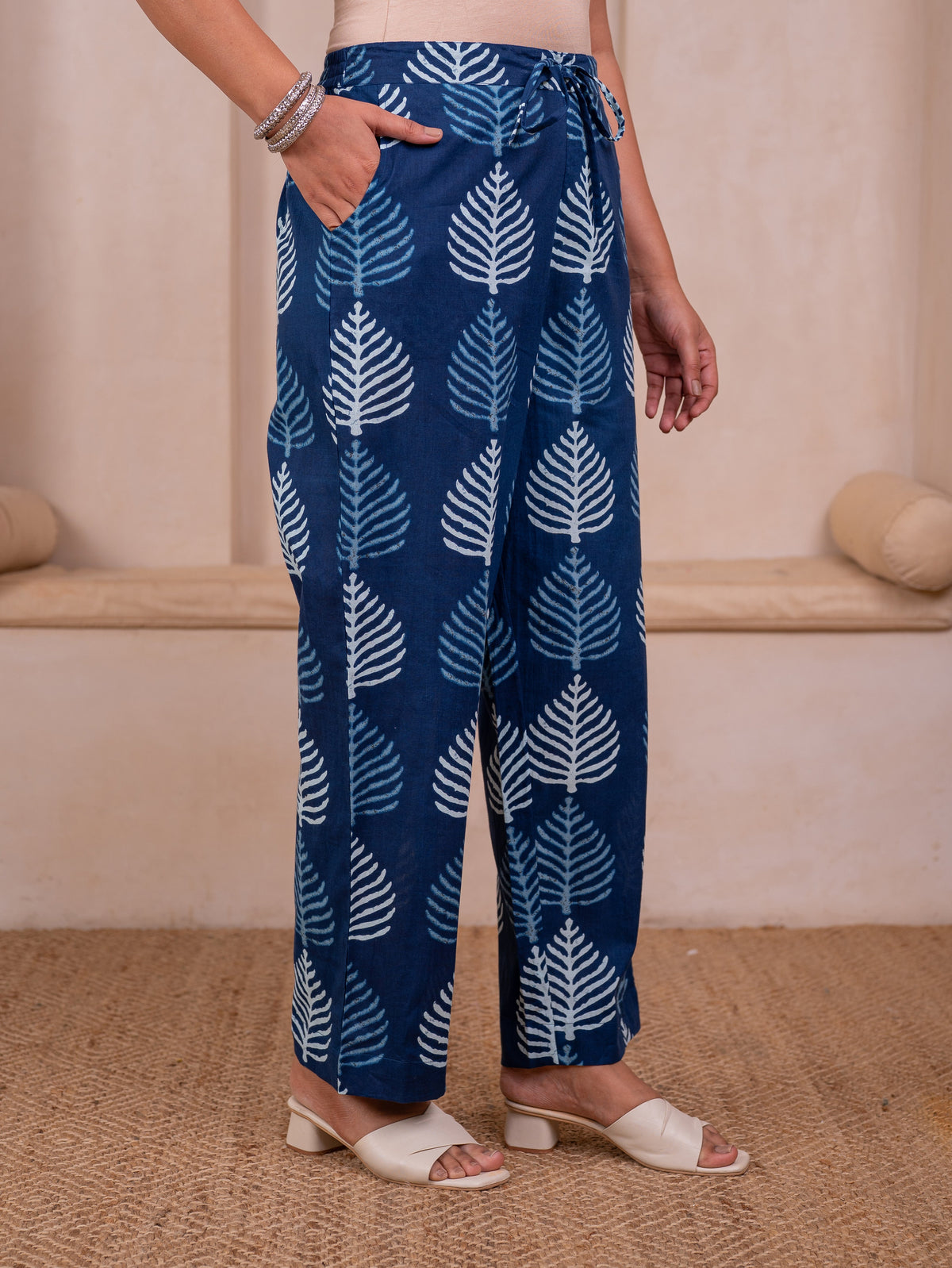 Soft Cotton Floral Straight Blue Kurta