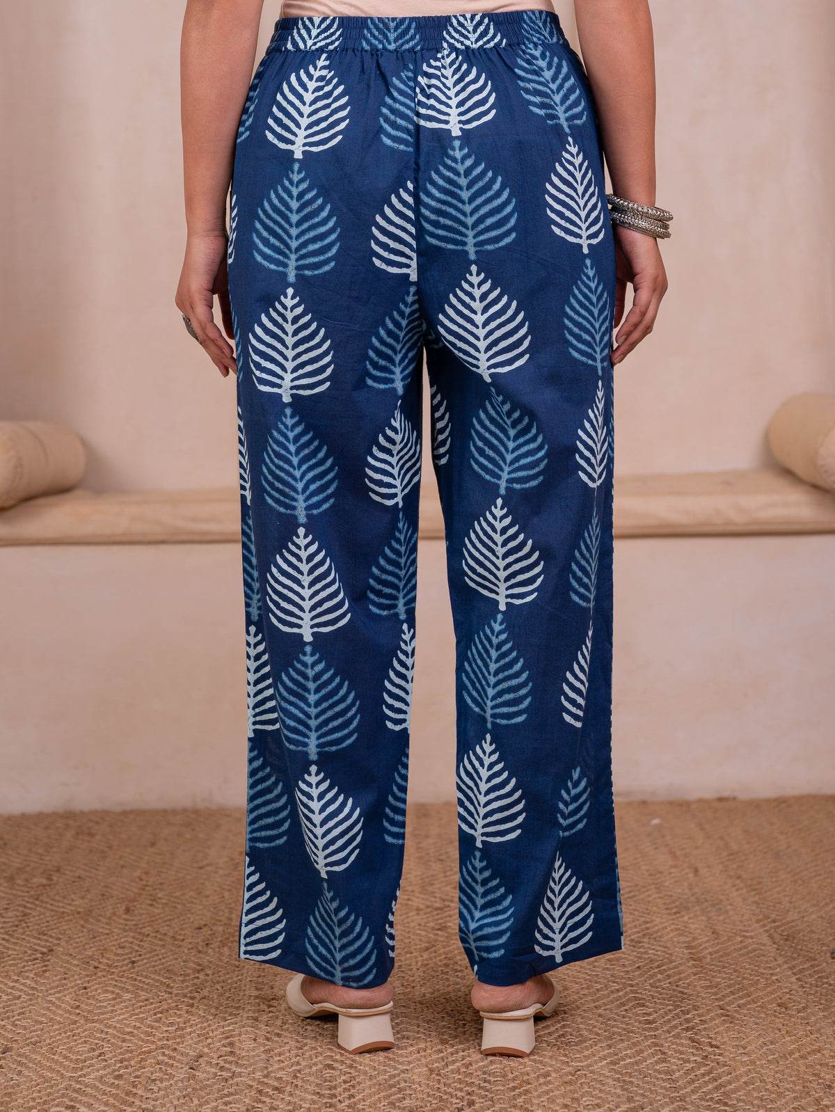 Soft Cotton Floral Straight Blue Kurta