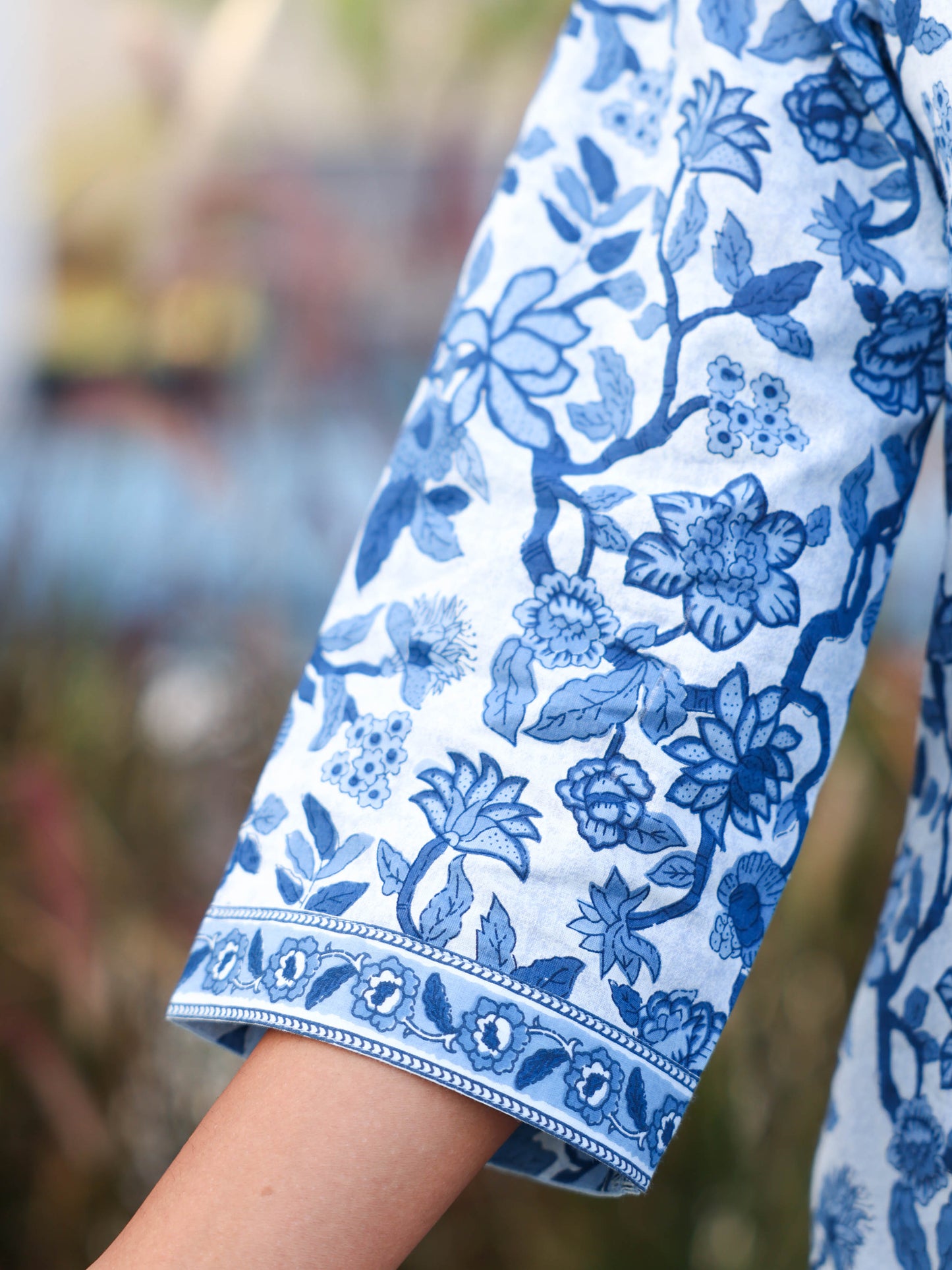 Embroidered Soft cotton Floral Straight Blue Kurta
