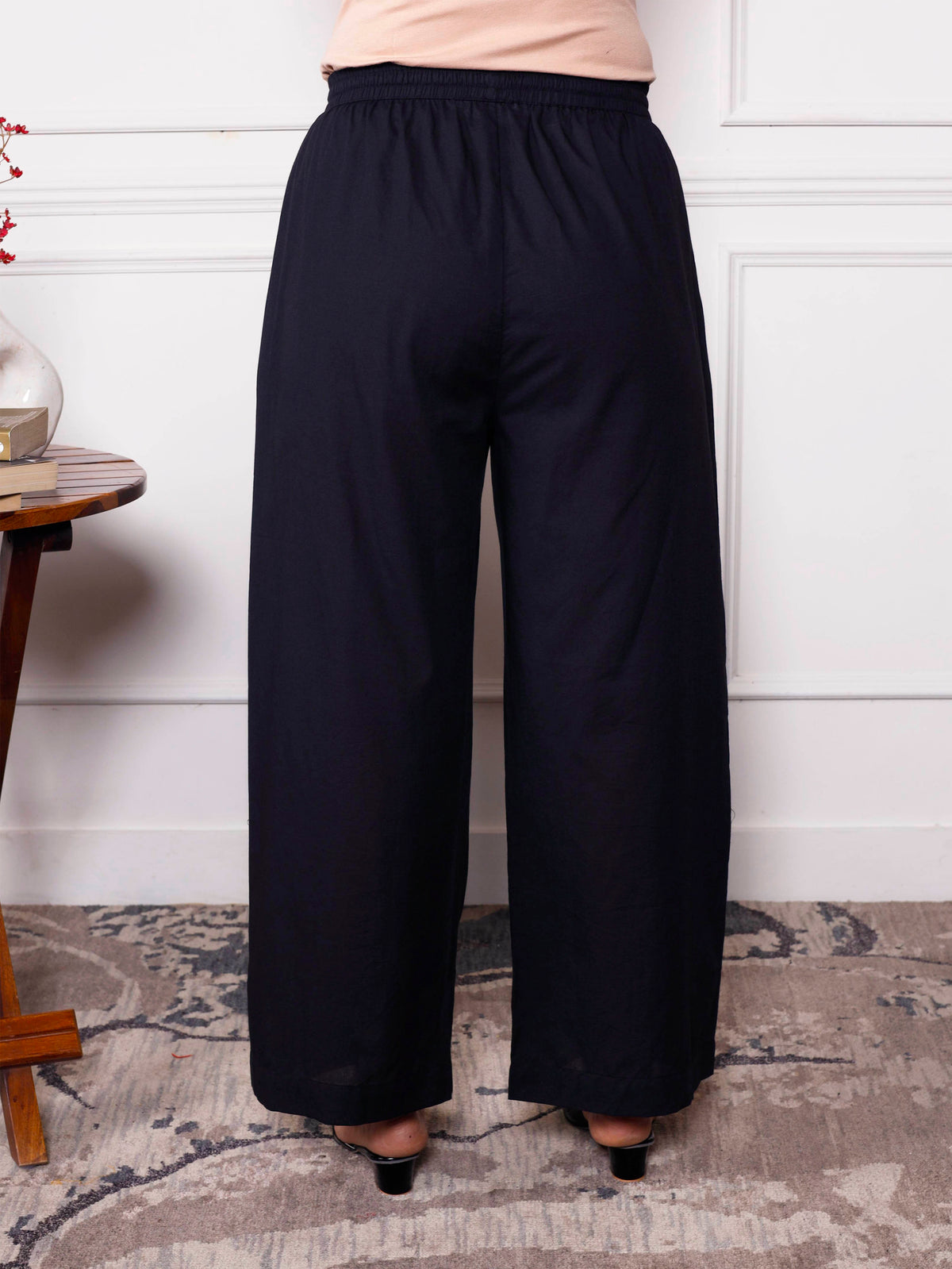 Soft Cotton Solid A-Line Black Kurta