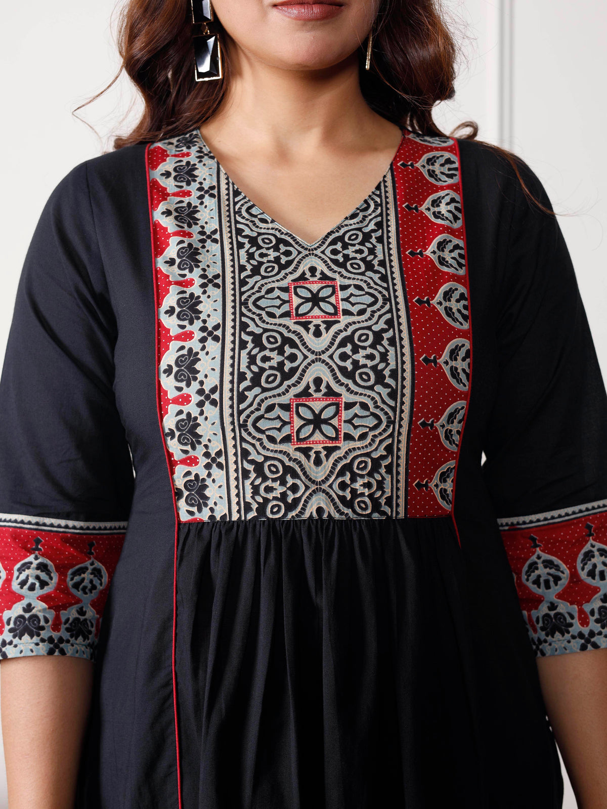 Soft Cotton Solid A-Line Black Kurta
