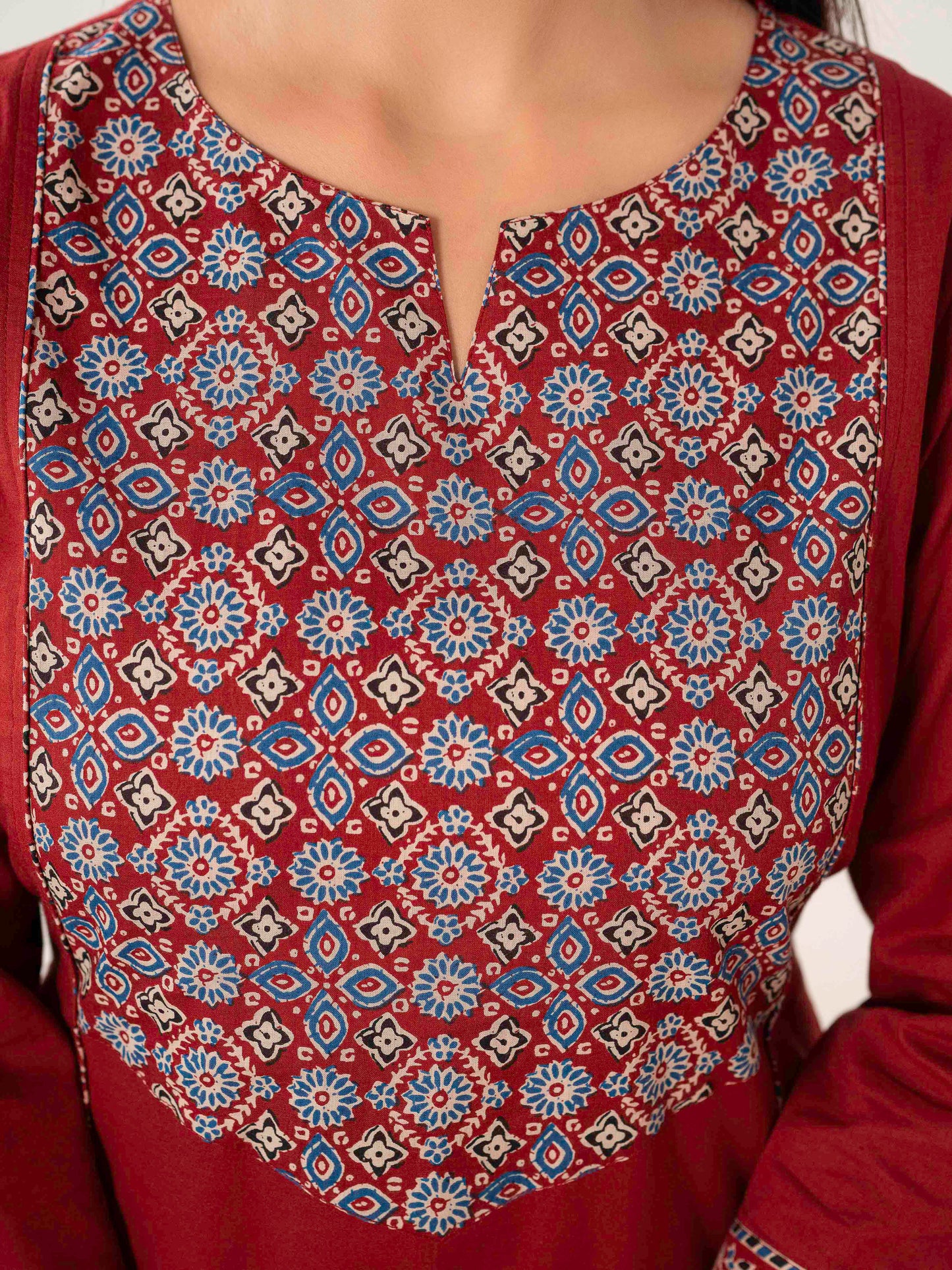 Soft cotton Solid Straight Maroon Kurta