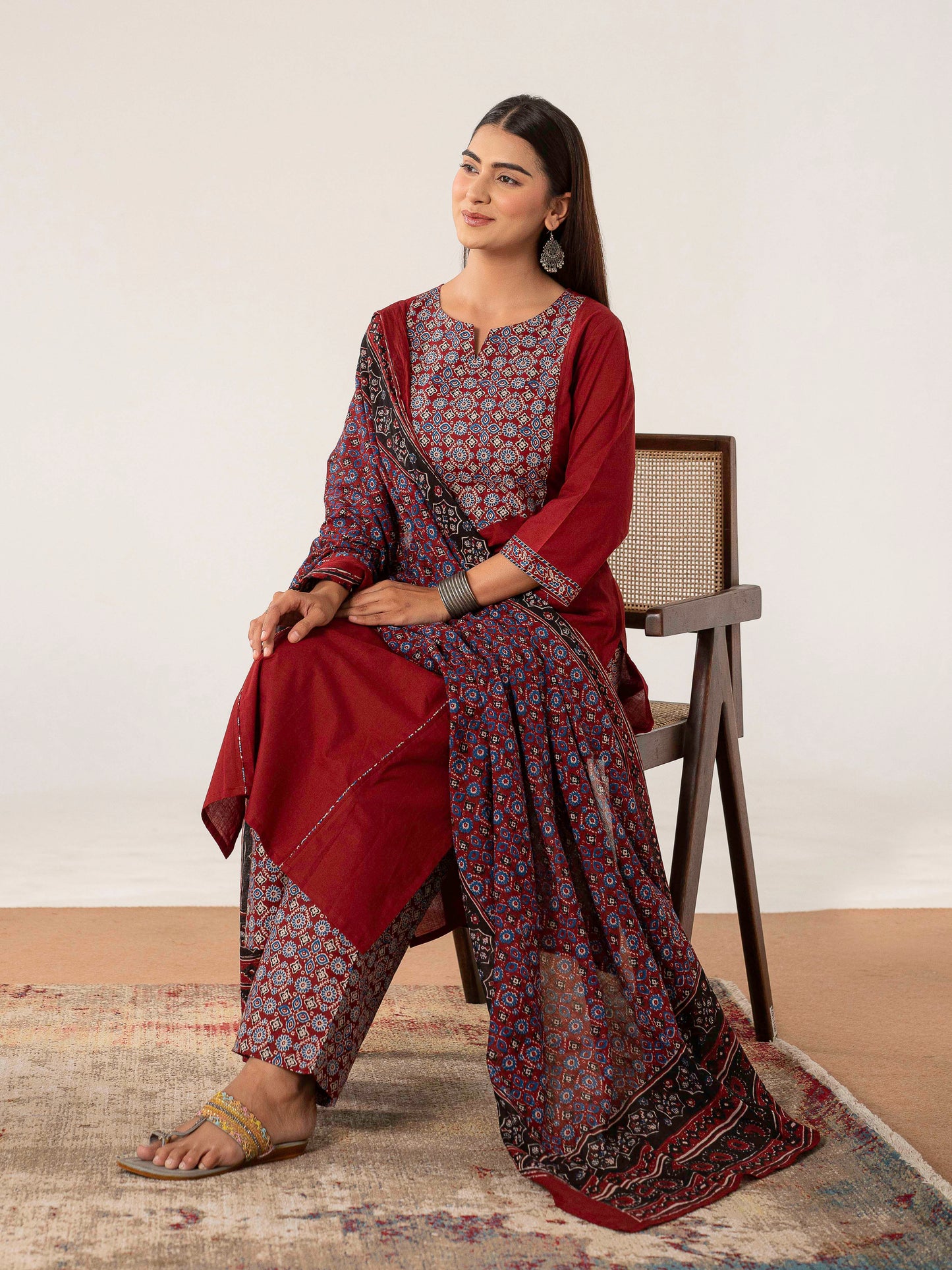 Soft cotton Solid Straight Maroon Kurta