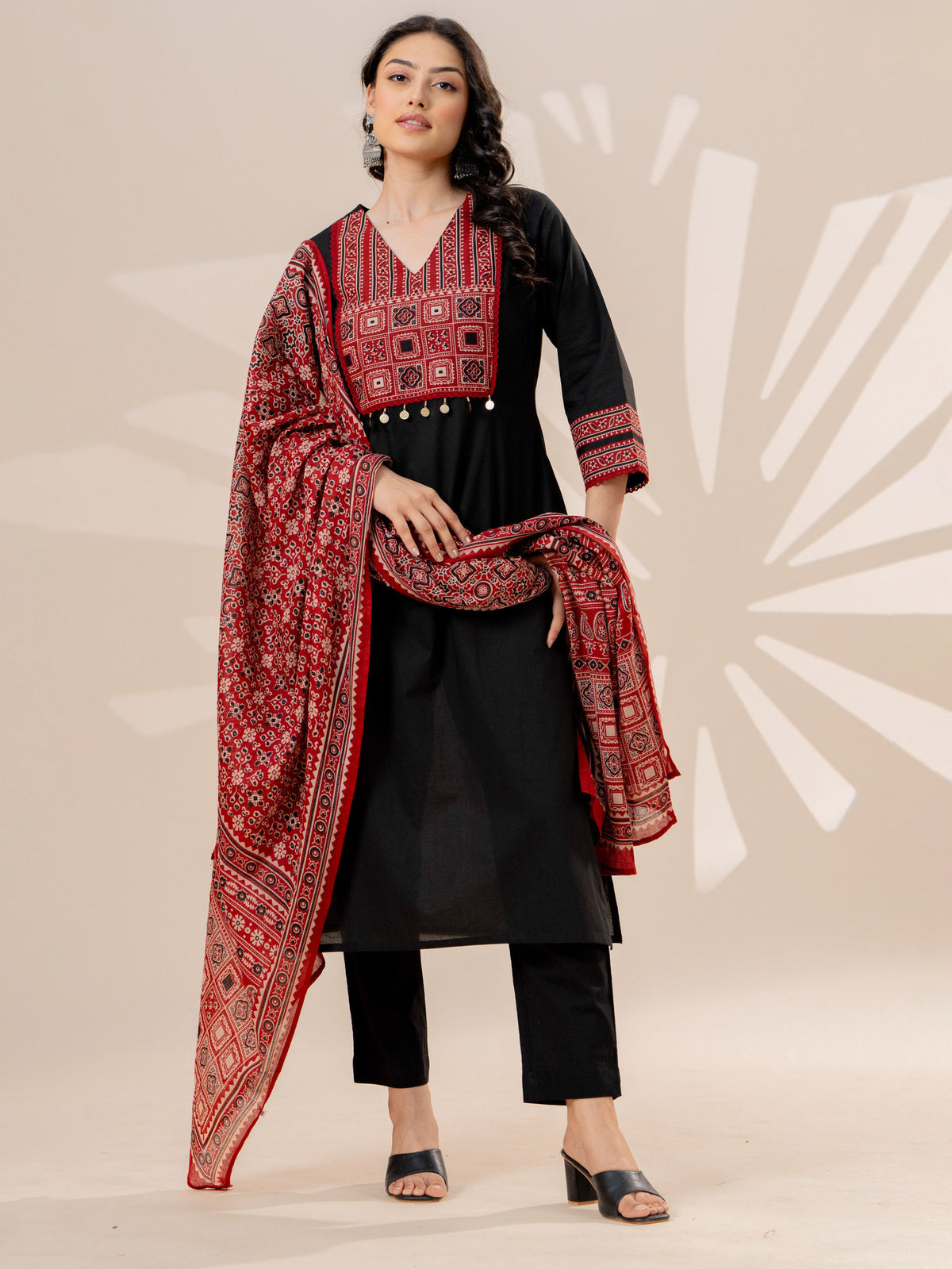 Cotton voile Block Print Rust Dupatta