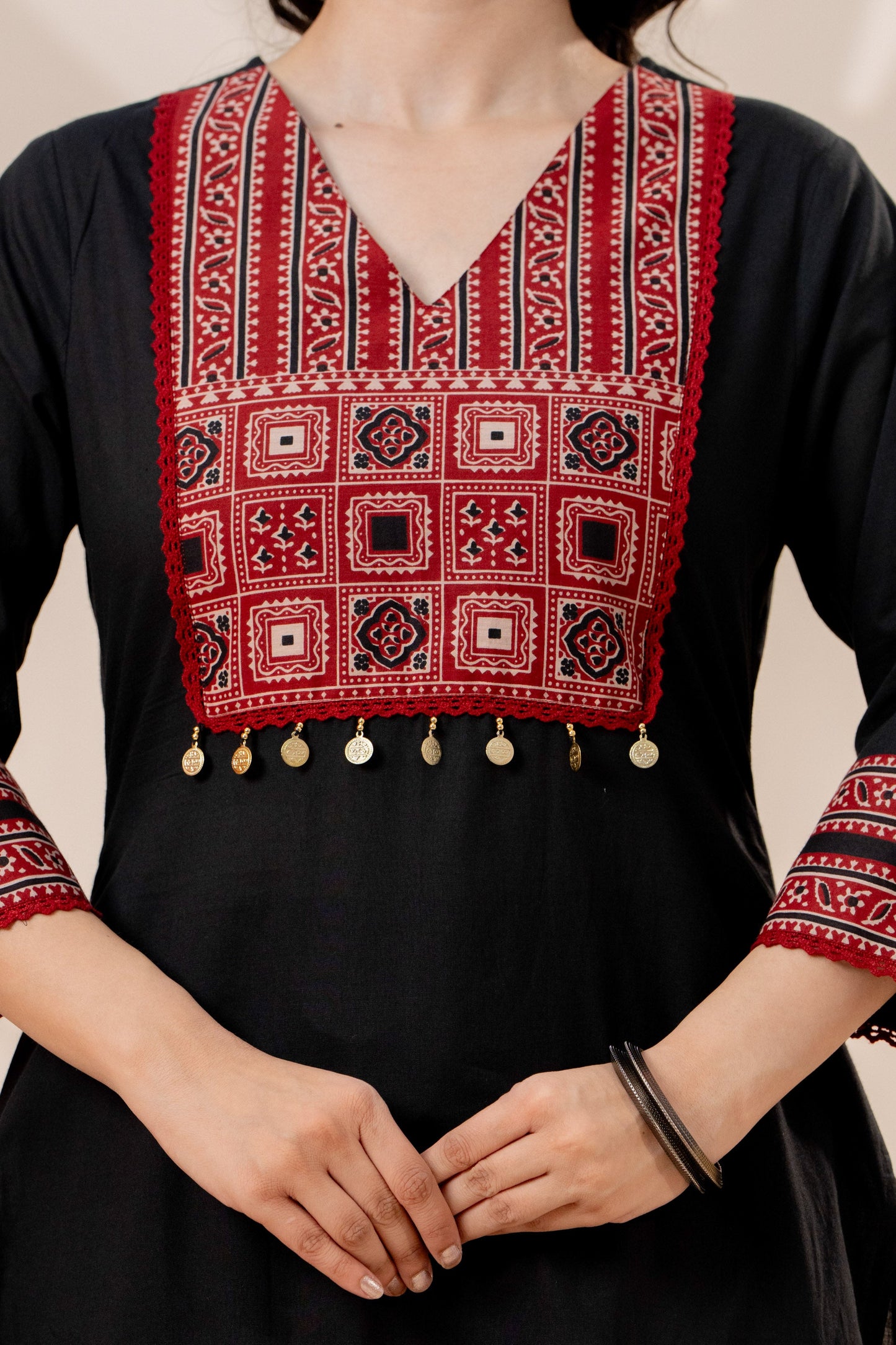 Soft cotton Solid Straight Black Kurta