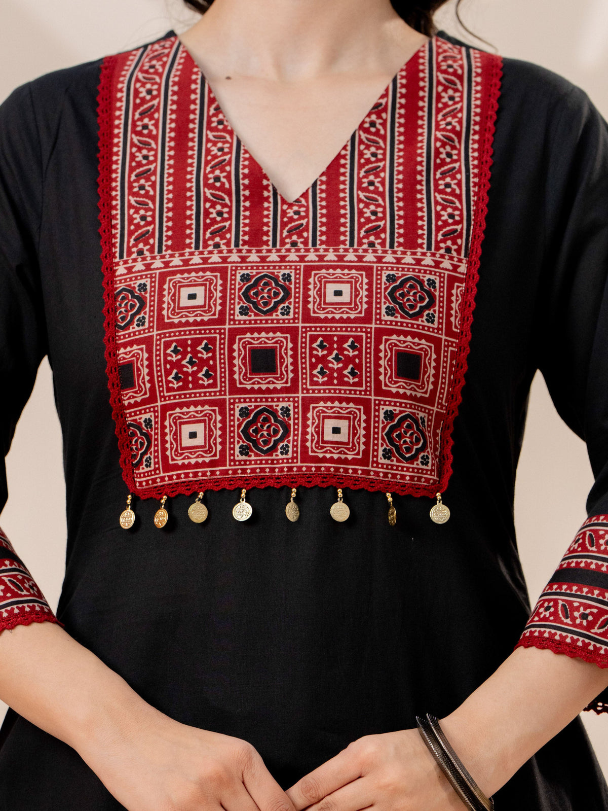 Soft cotton Solid Straight Black Kurta
