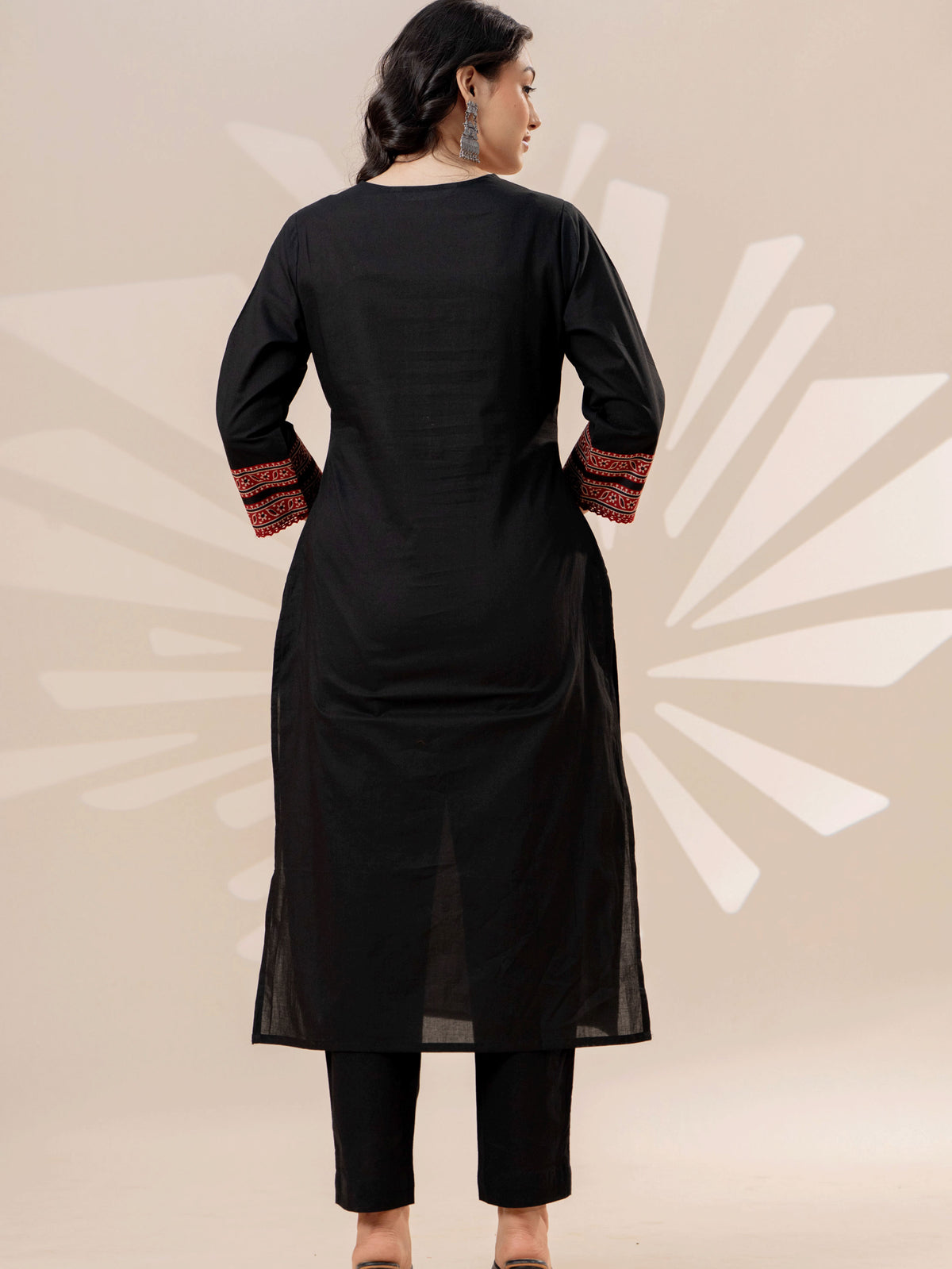 Soft cotton Solid Straight Black Kurta