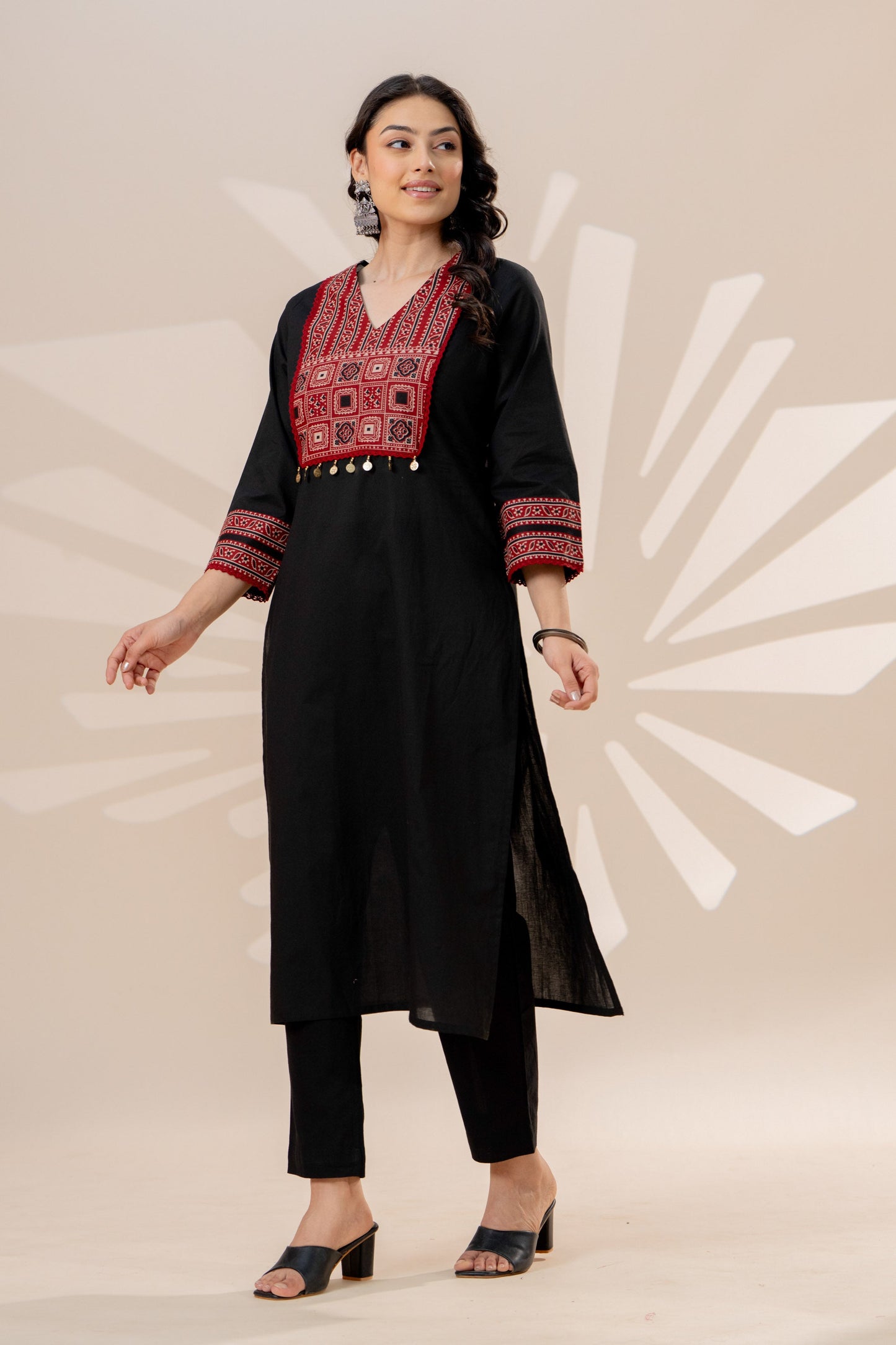 Soft cotton Solid Straight Black Kurta