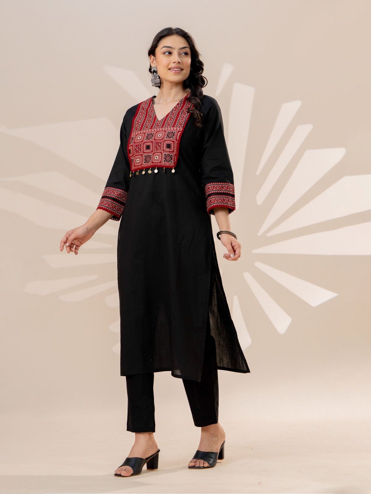 Soft cotton Solid Straight Black Kurta