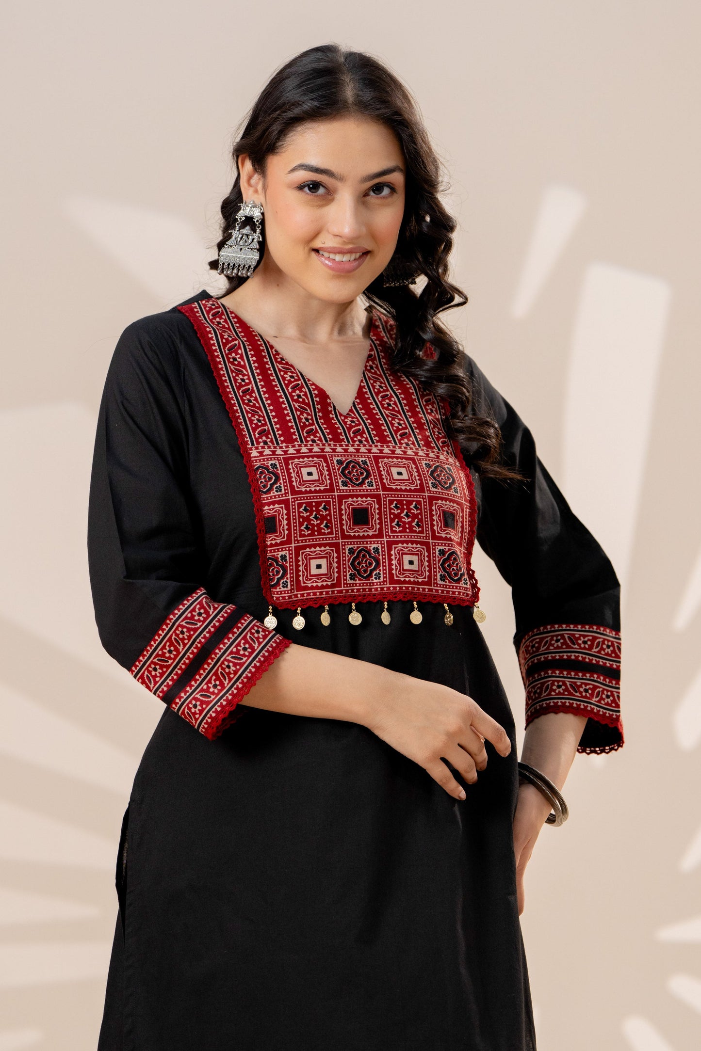 Soft cotton Solid Straight Black Kurta