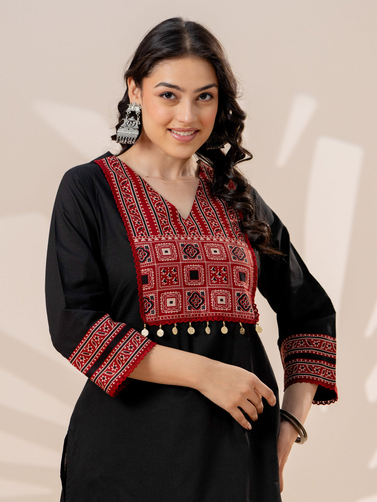 Soft cotton Solid Straight Black Kurta