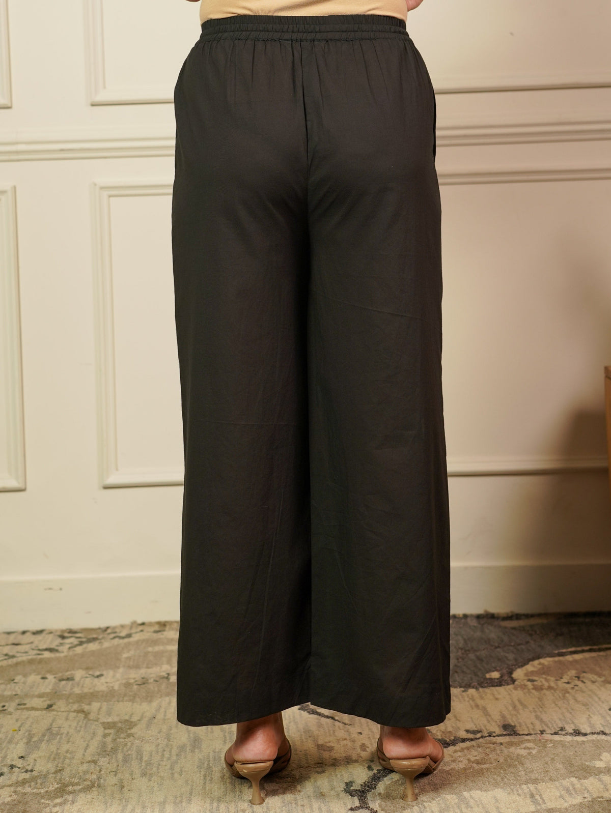 Embroidered Soft Cotton Solid Straight Black Kurta