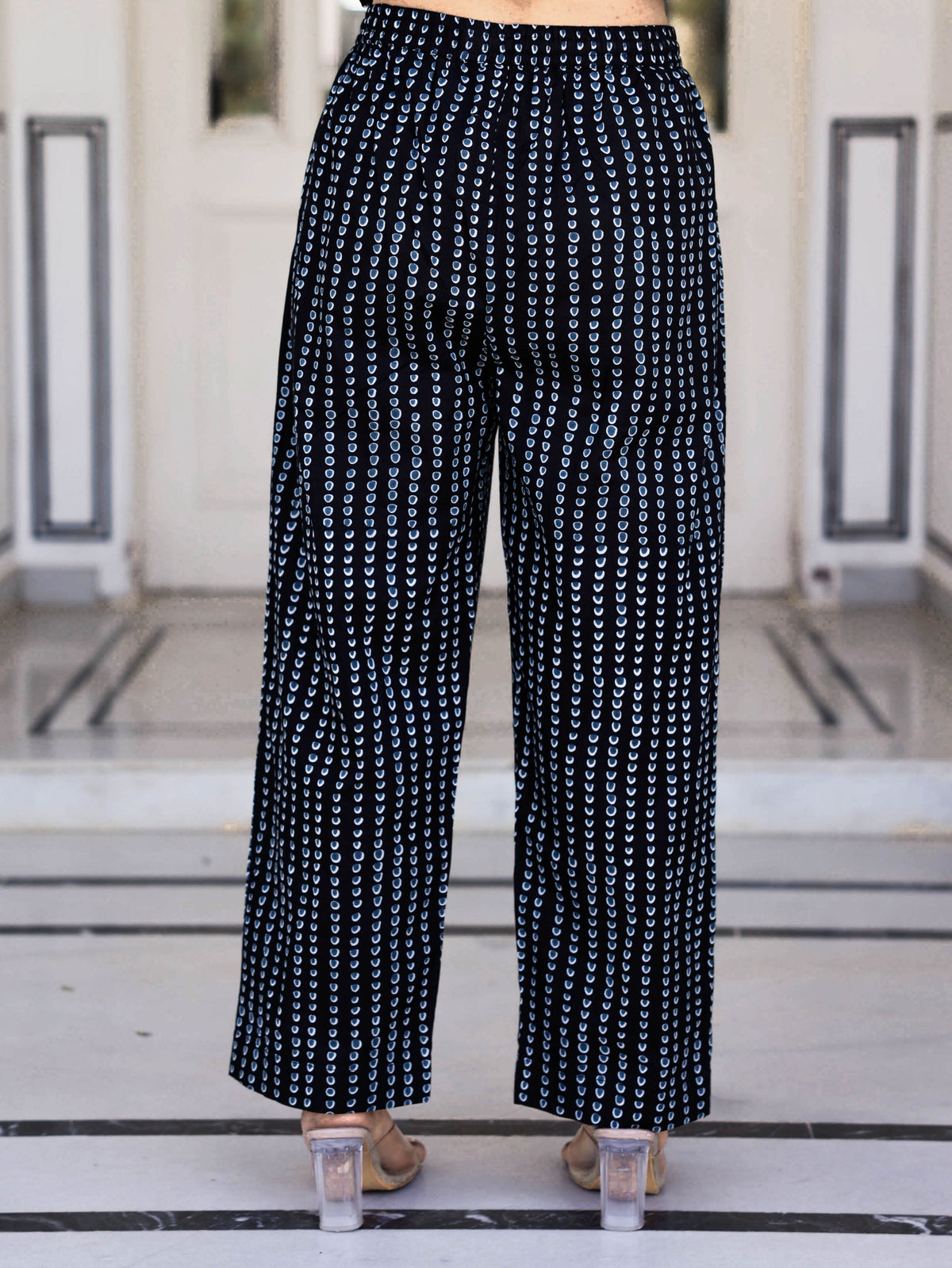 Soft Cotton Floral Black Straight Trousers