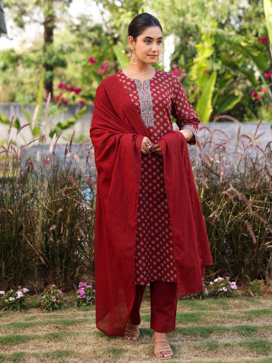 Cotton voile Solid Maroon Dupatta