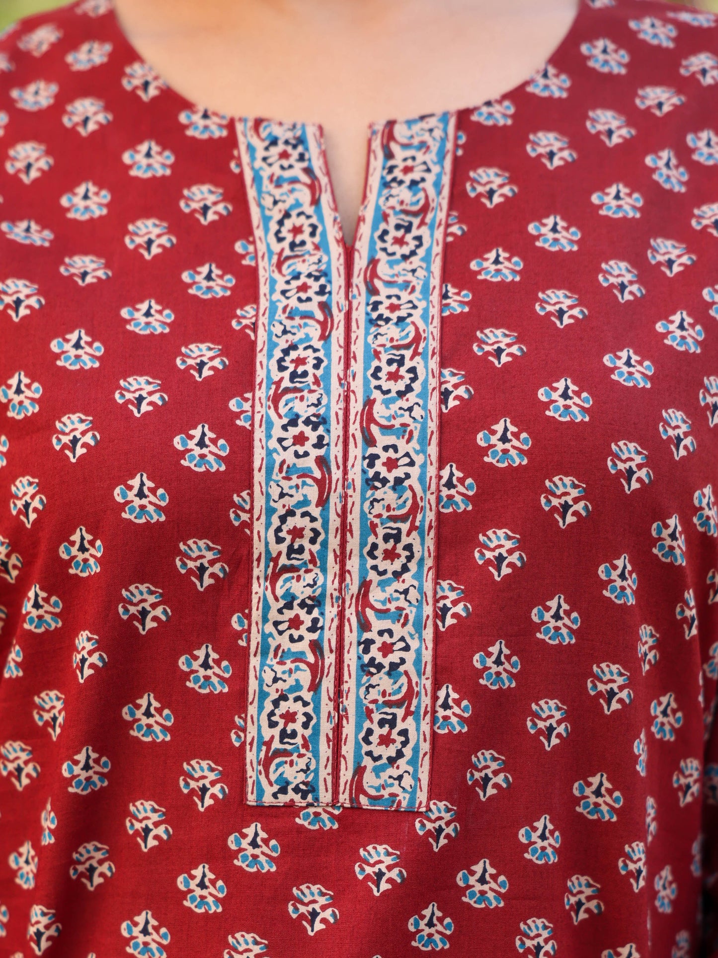 Soft cotton Butti Straight Maroon Kurta