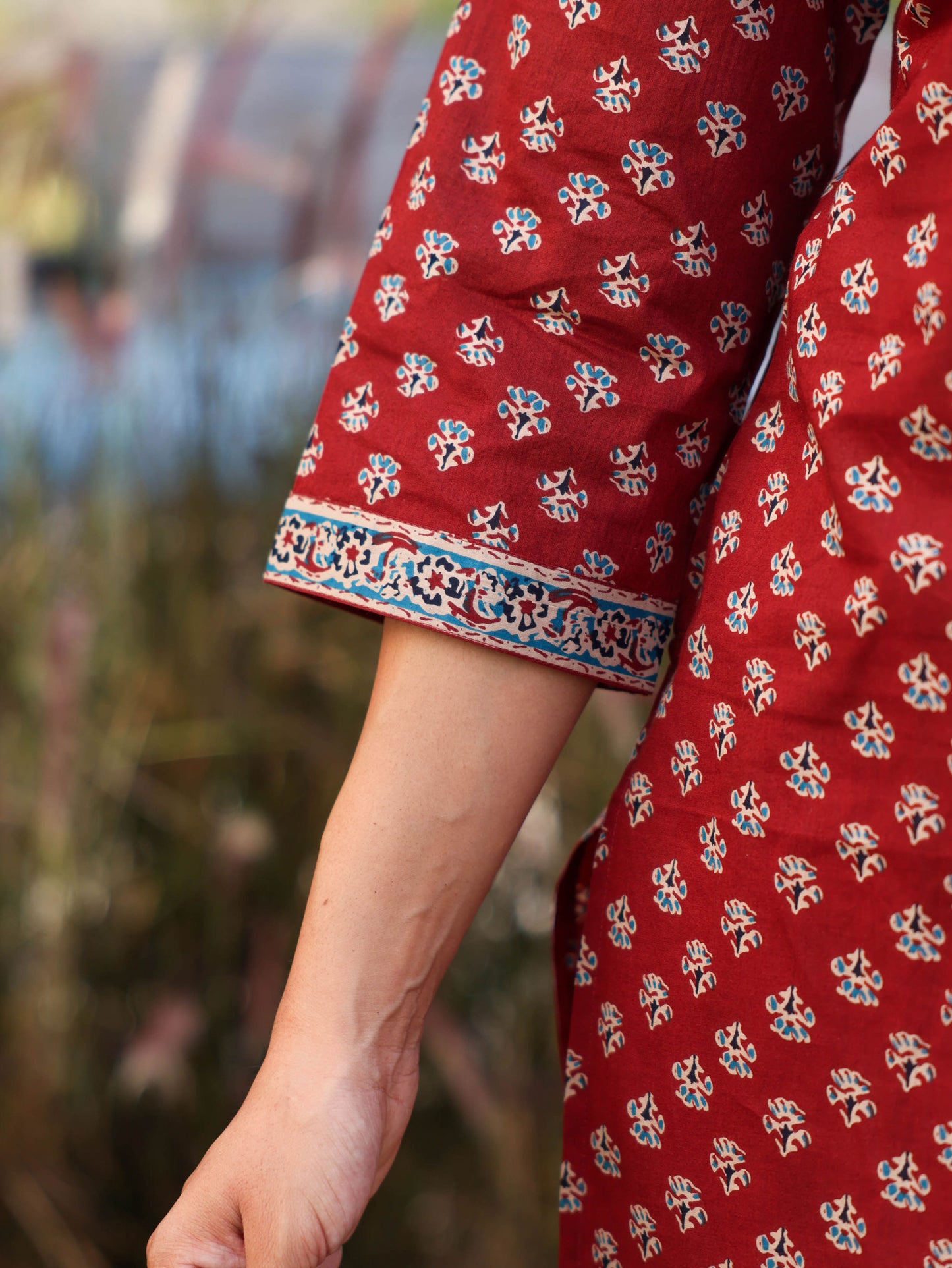Soft cotton Butti Straight Maroon Kurta