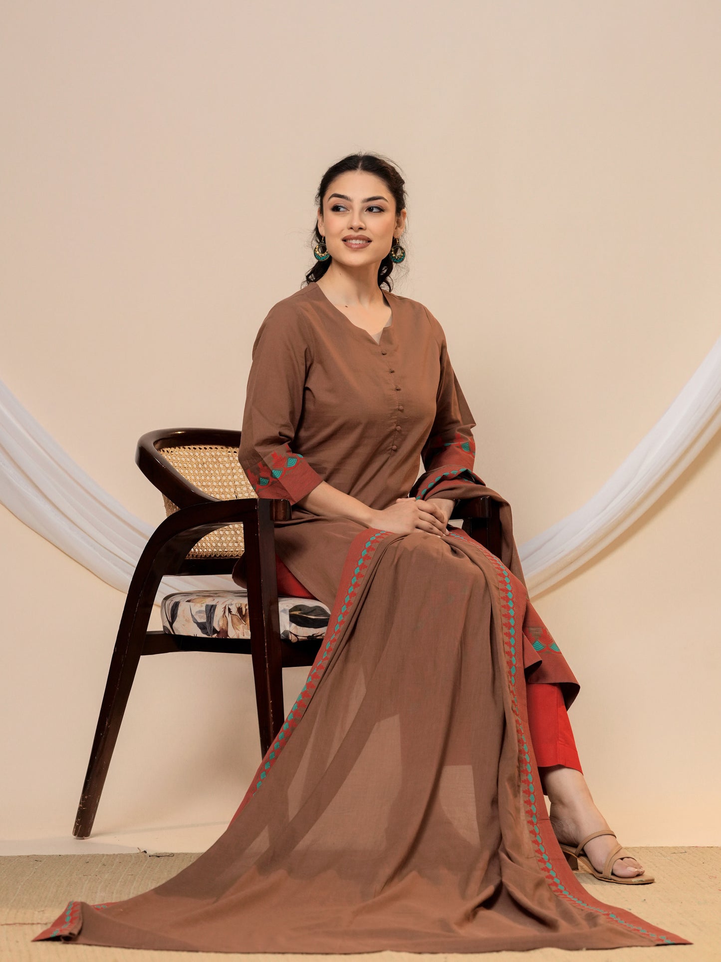 Soft cotton Solid Straight Brown Kurta
