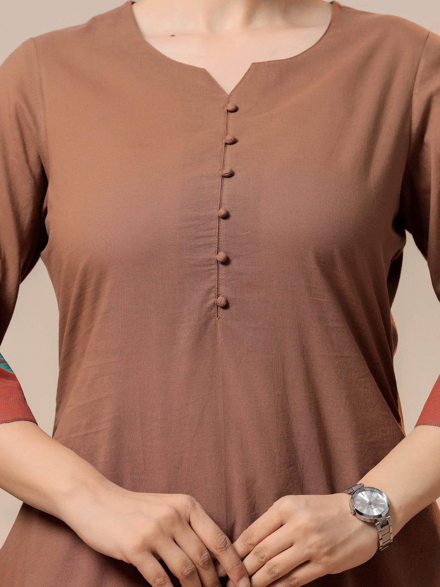 Soft cotton Solid Straight Brown Kurta