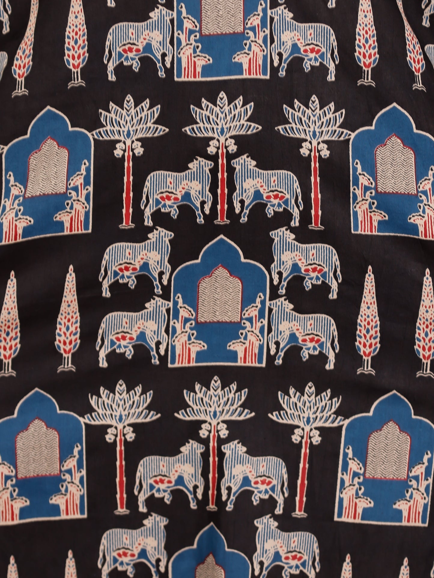 Soft Cotton Abstract A-line Black Kurta