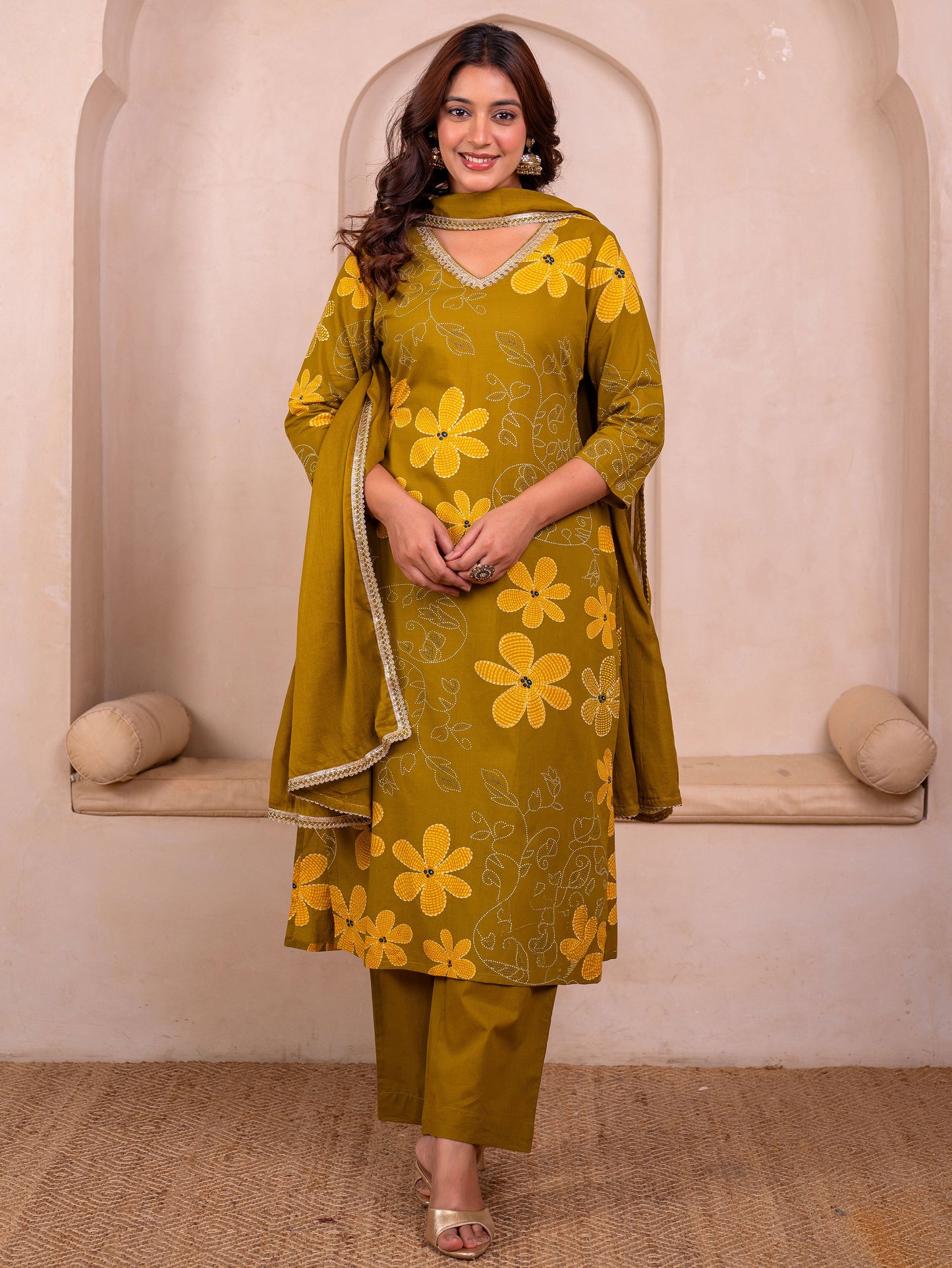 Cotton voile Solid Green Dupatta