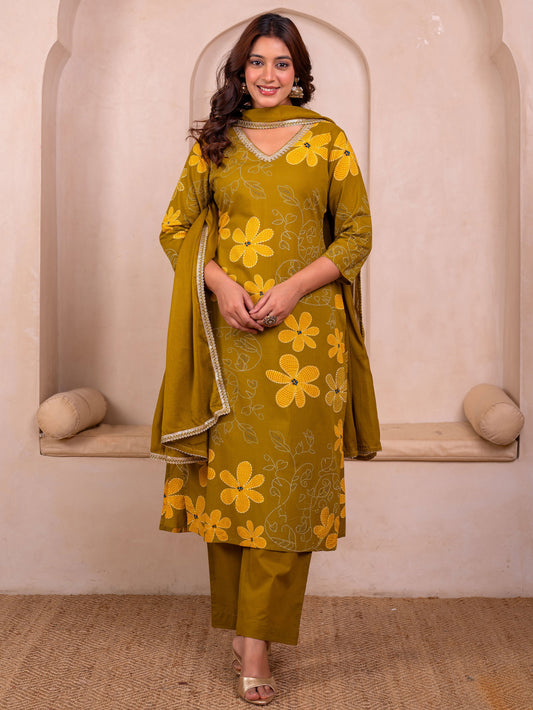 Cotton voile Solid Green Dupatta