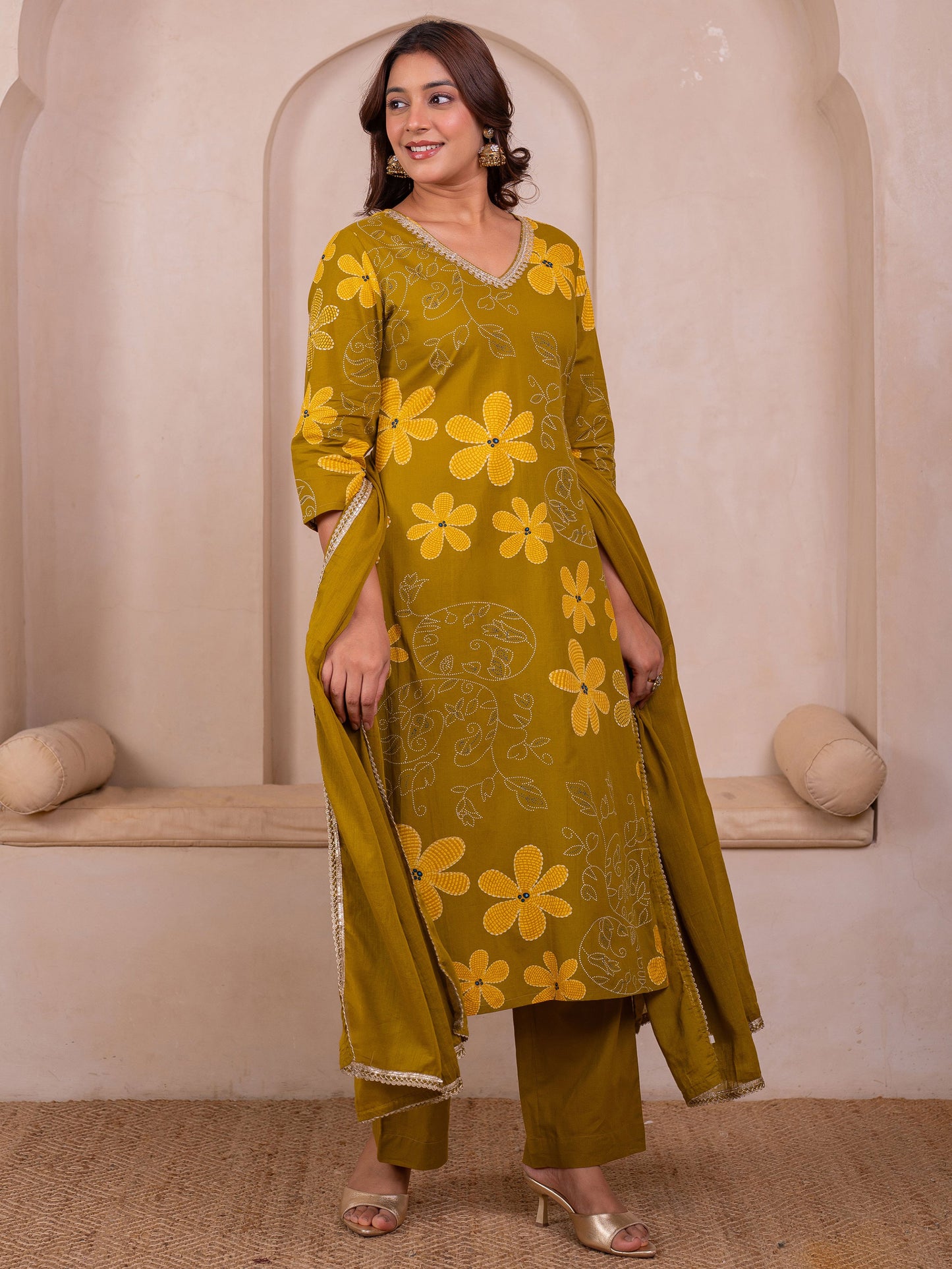 Cotton voile Solid Green Dupatta