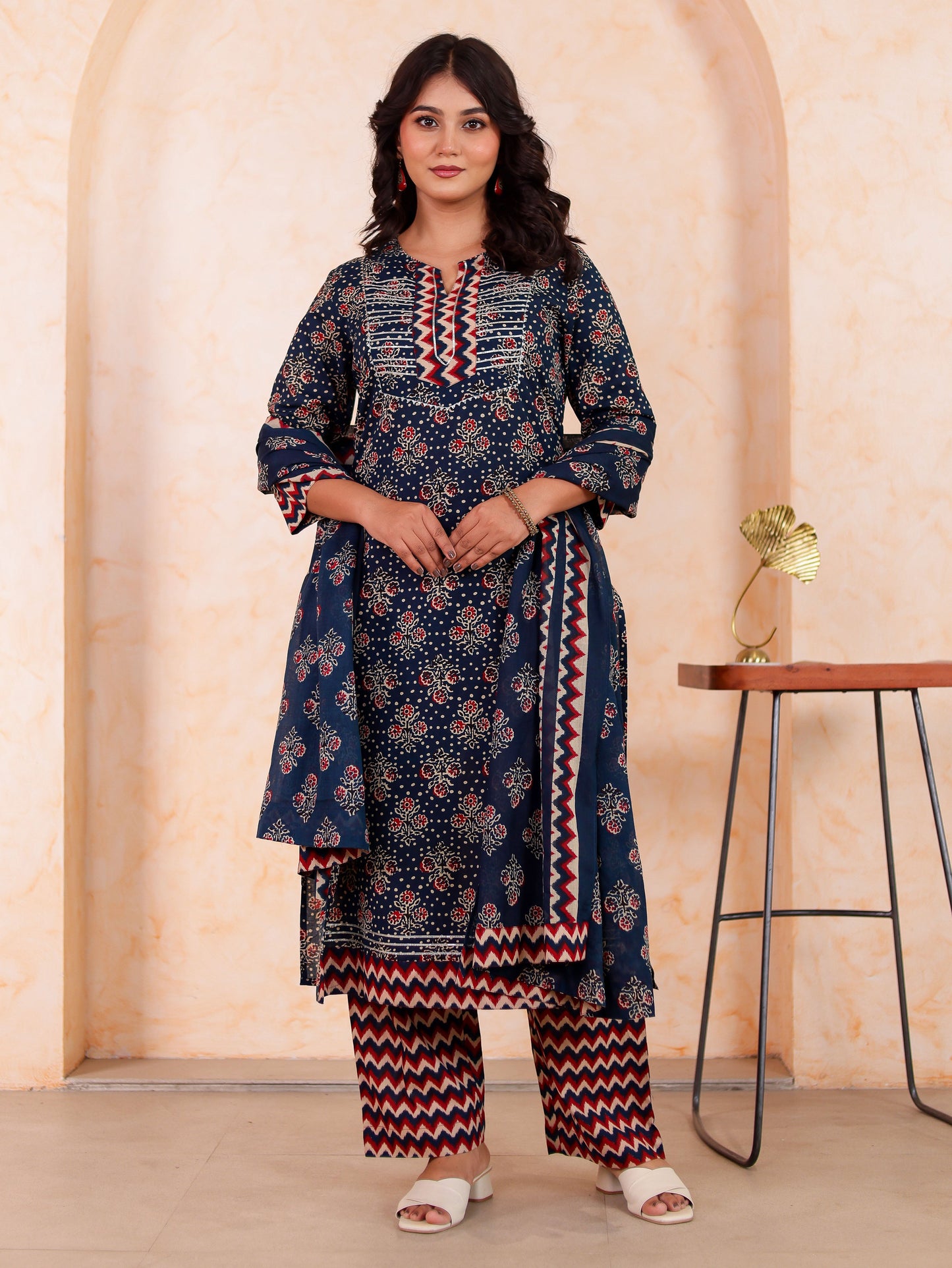 Cotton voile Butta Indigo blue Dupatta