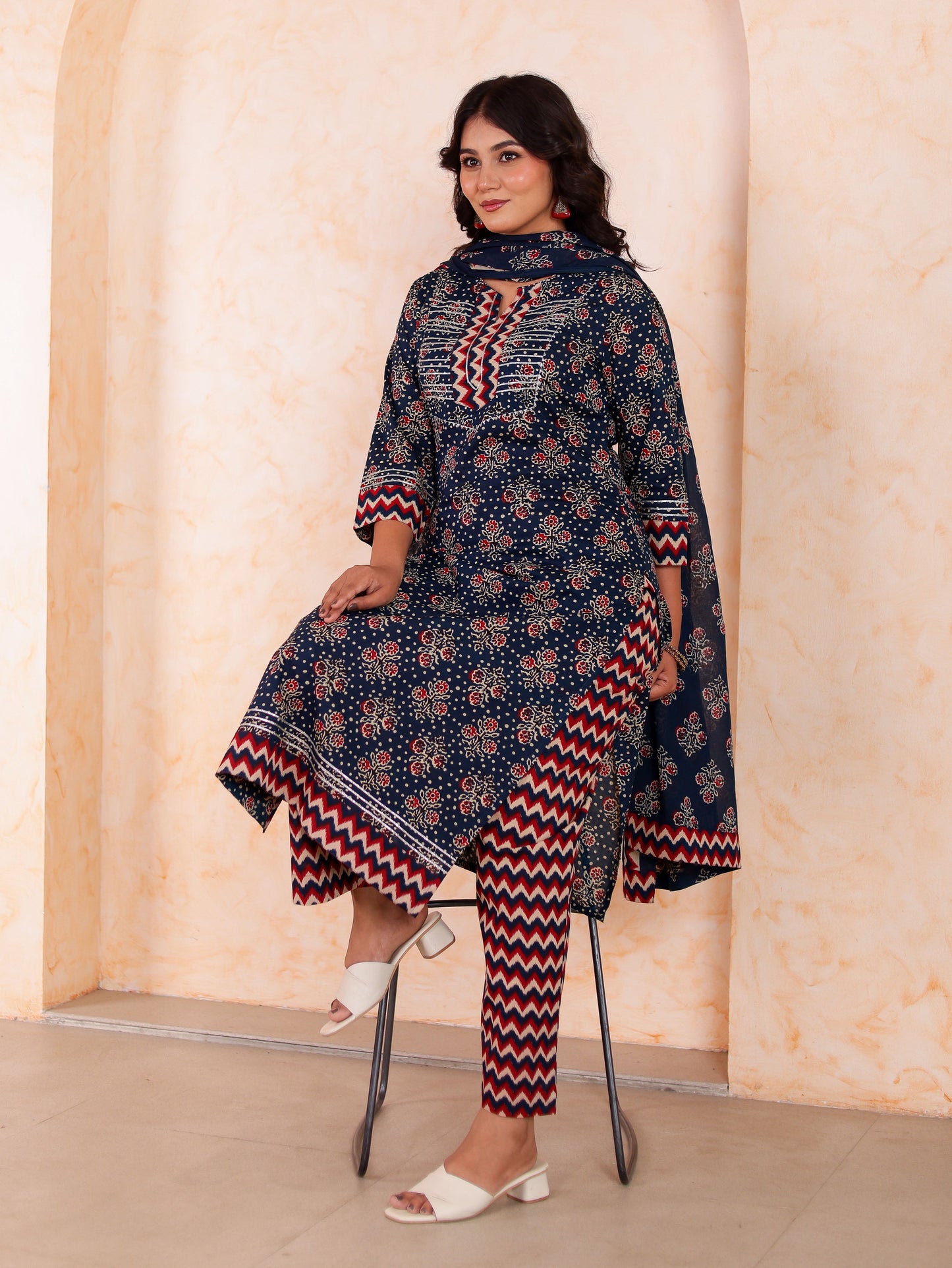 Cotton voile Butta Indigo blue Dupatta