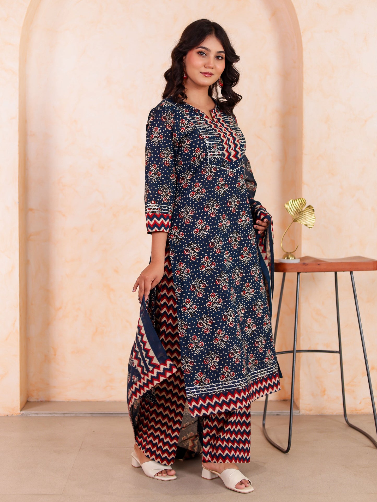 Cotton voile Butta Indigo blue Dupatta