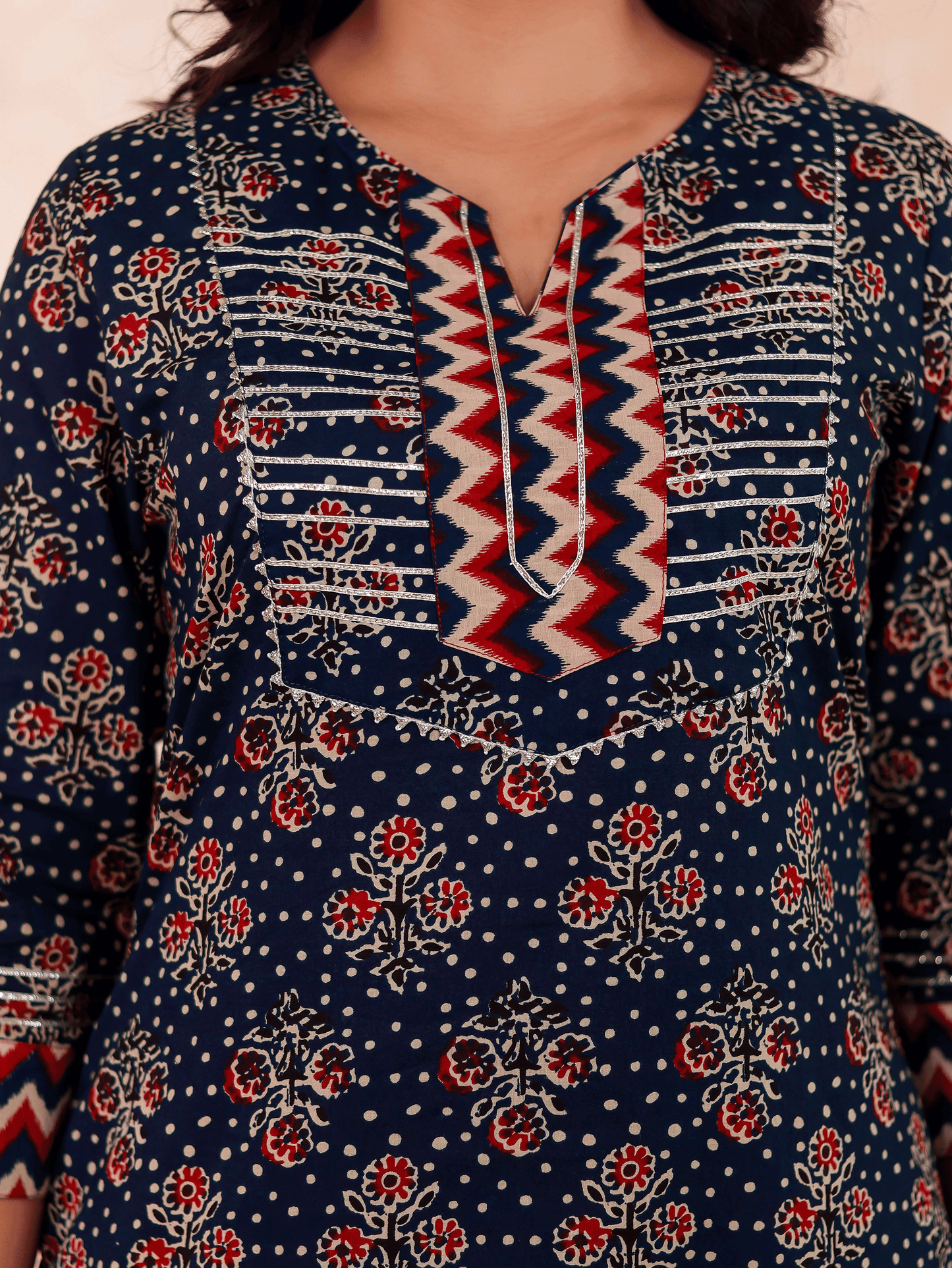 Soft cotton Butta Straight Indigo blue Kurta