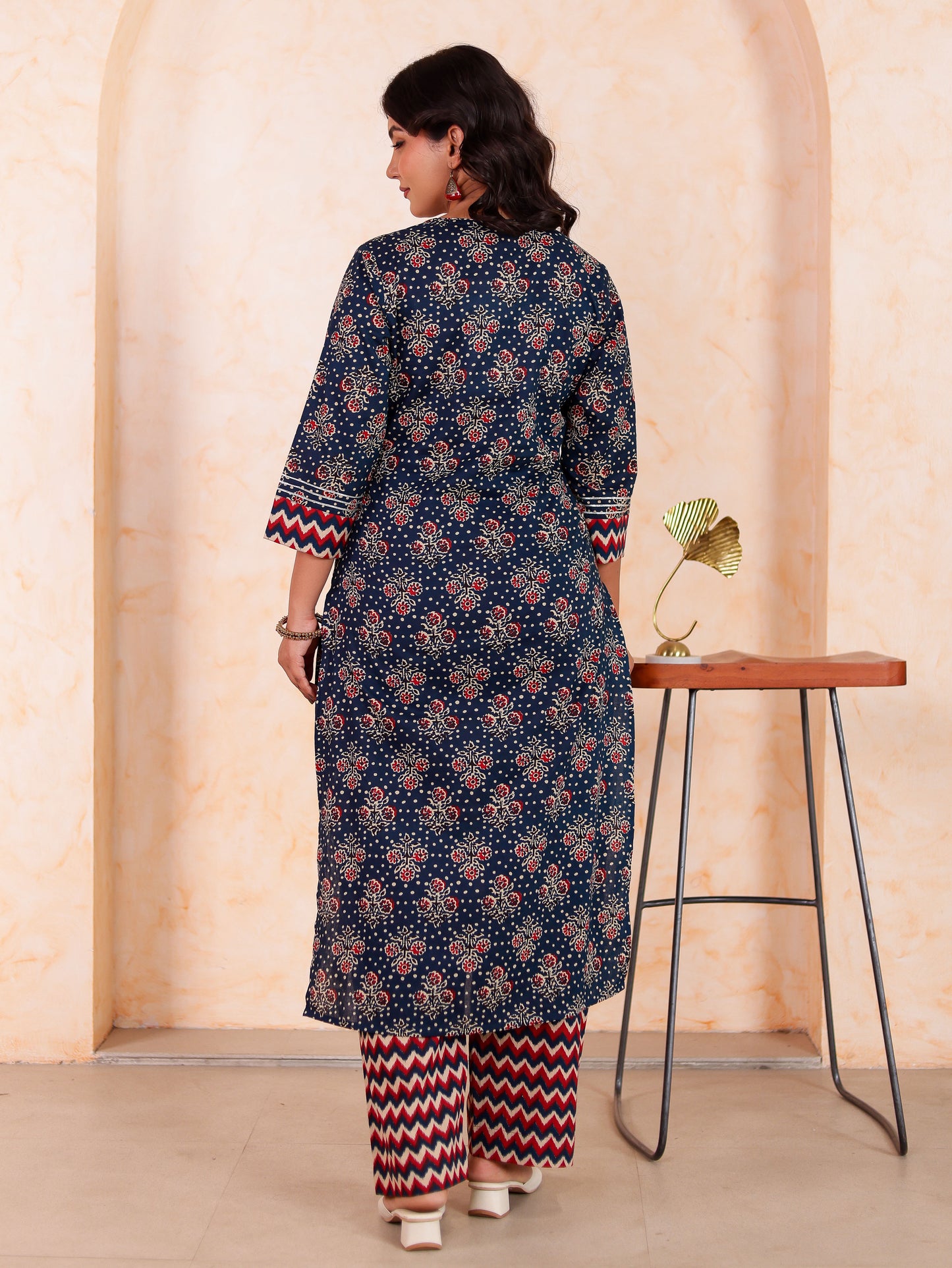 Soft cotton Butta Straight Indigo blue Kurta